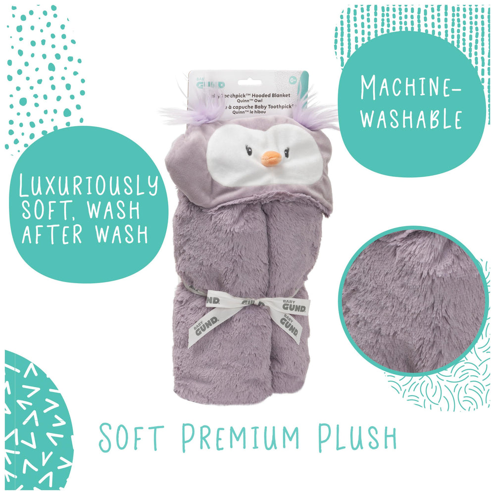 GUND Lil’ Luvs Quinn Owl blanket displayed showing 40-inch size suitable for babies.