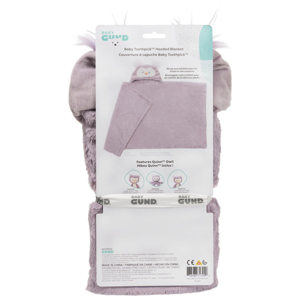GUND Lil’ Luvs Quinn Owl in-use photo highlights machine-washable care convenience.