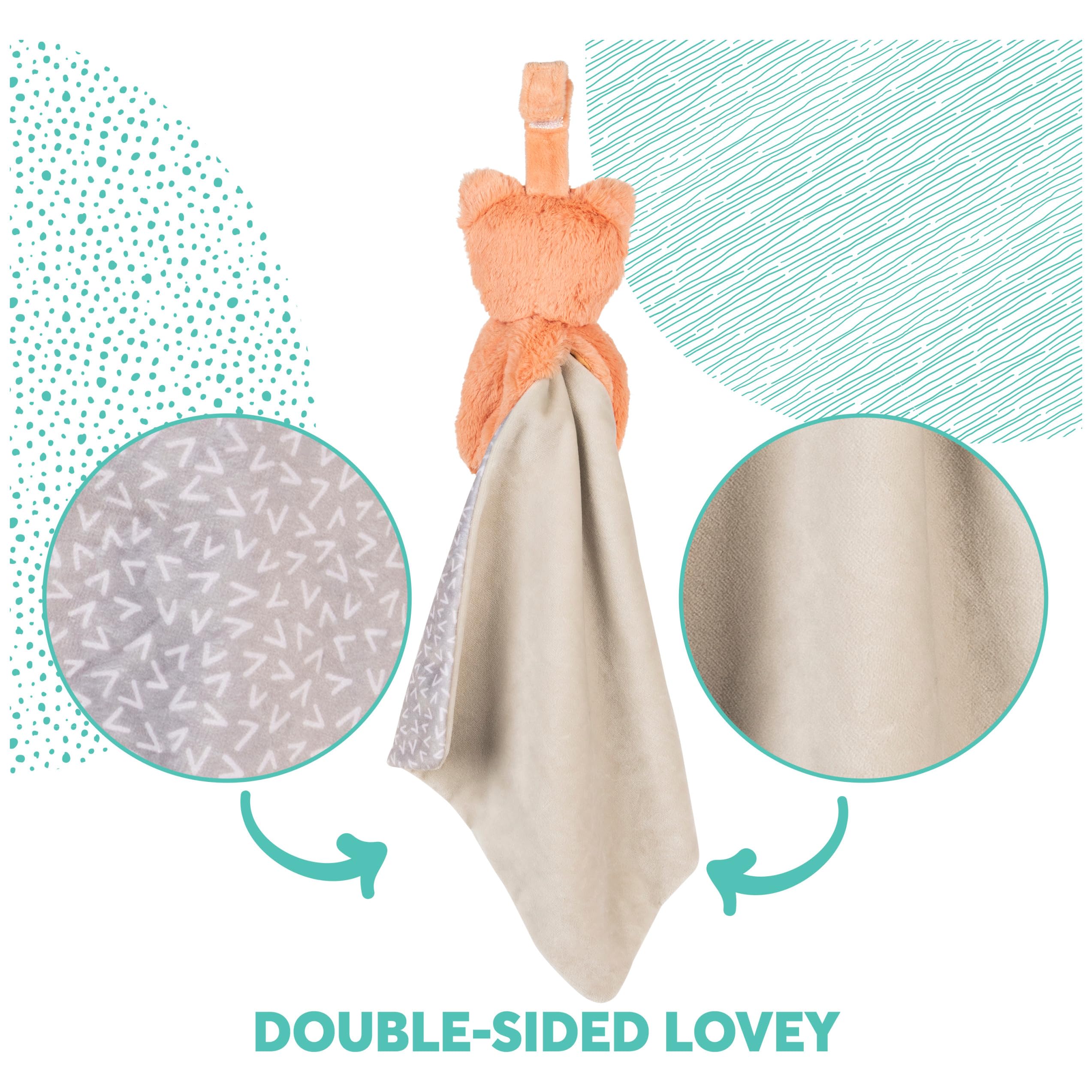 GUND Emory Fox Lovey blanket reveal illustrating the built-in security blanket