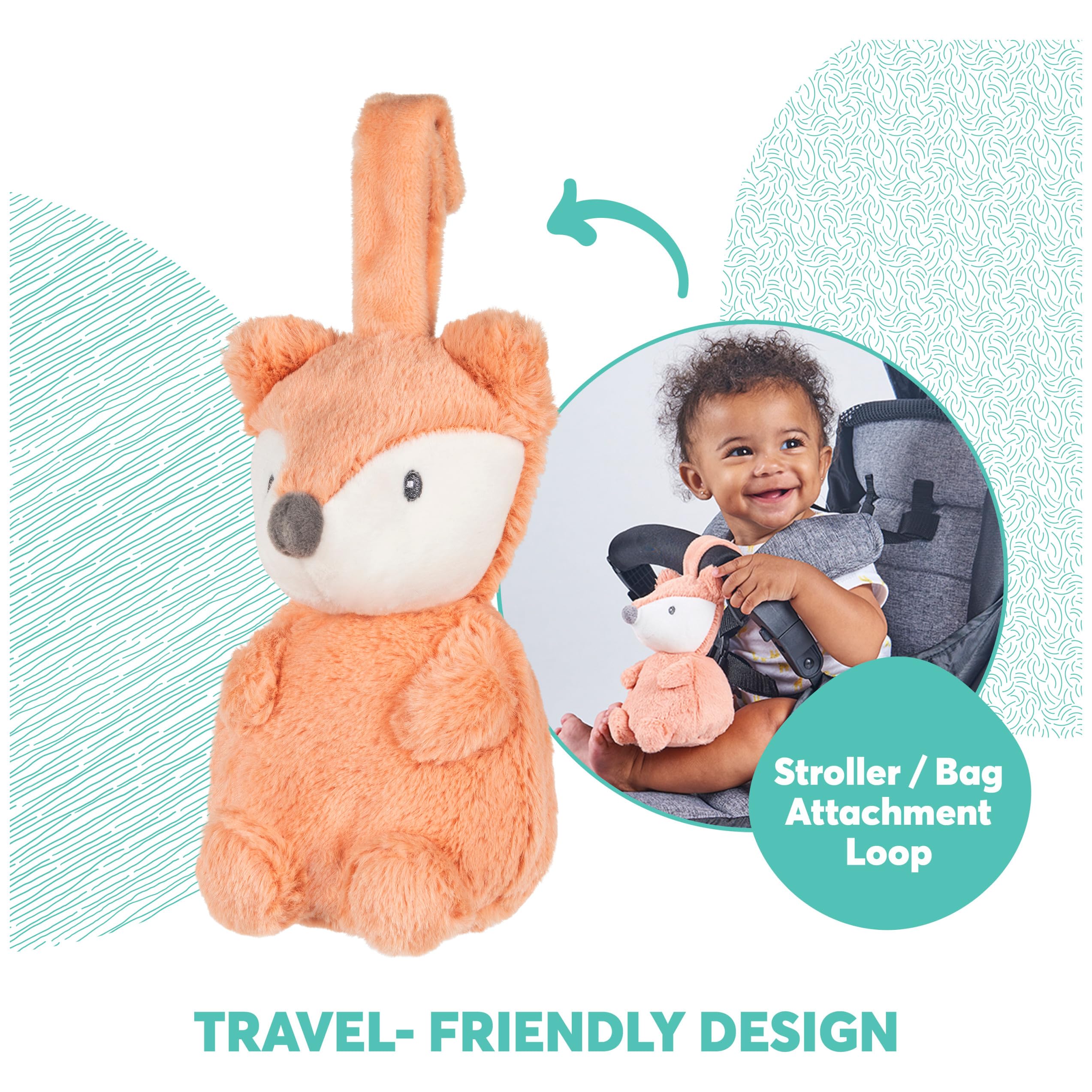 GUND Emory Fox Lovey adjustable loop for stroller or diaper bag attachment