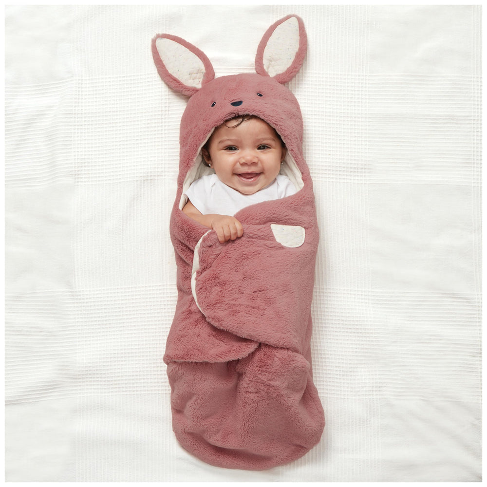 GUND hooded plush blanket for newborns provides secure head coverage and soft comfort.