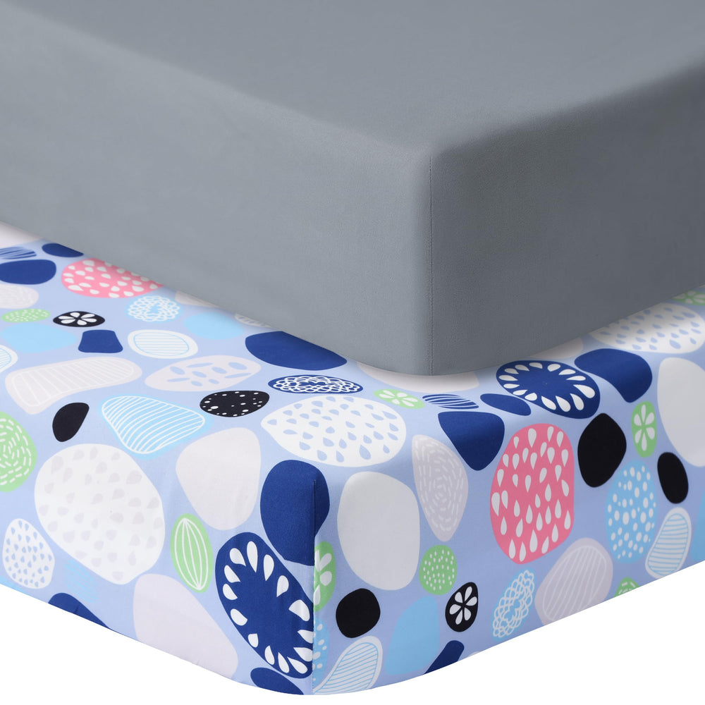 GUNTAIL crib sheets cobblestone fabric closeup shows soft microfiber for gentle sleep