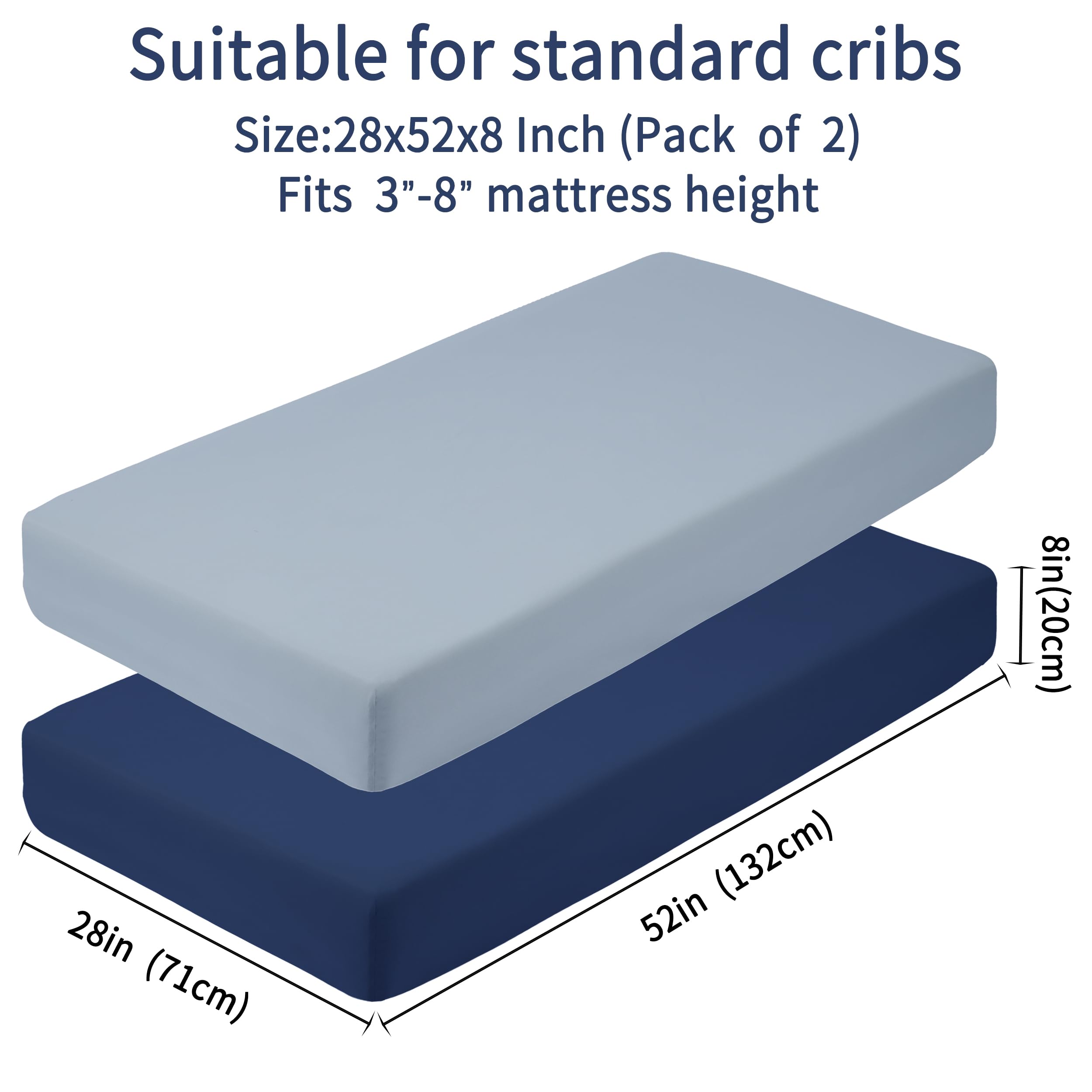 GUNTAIL crib sheets with elastic edge illustrating quick, secure setup.