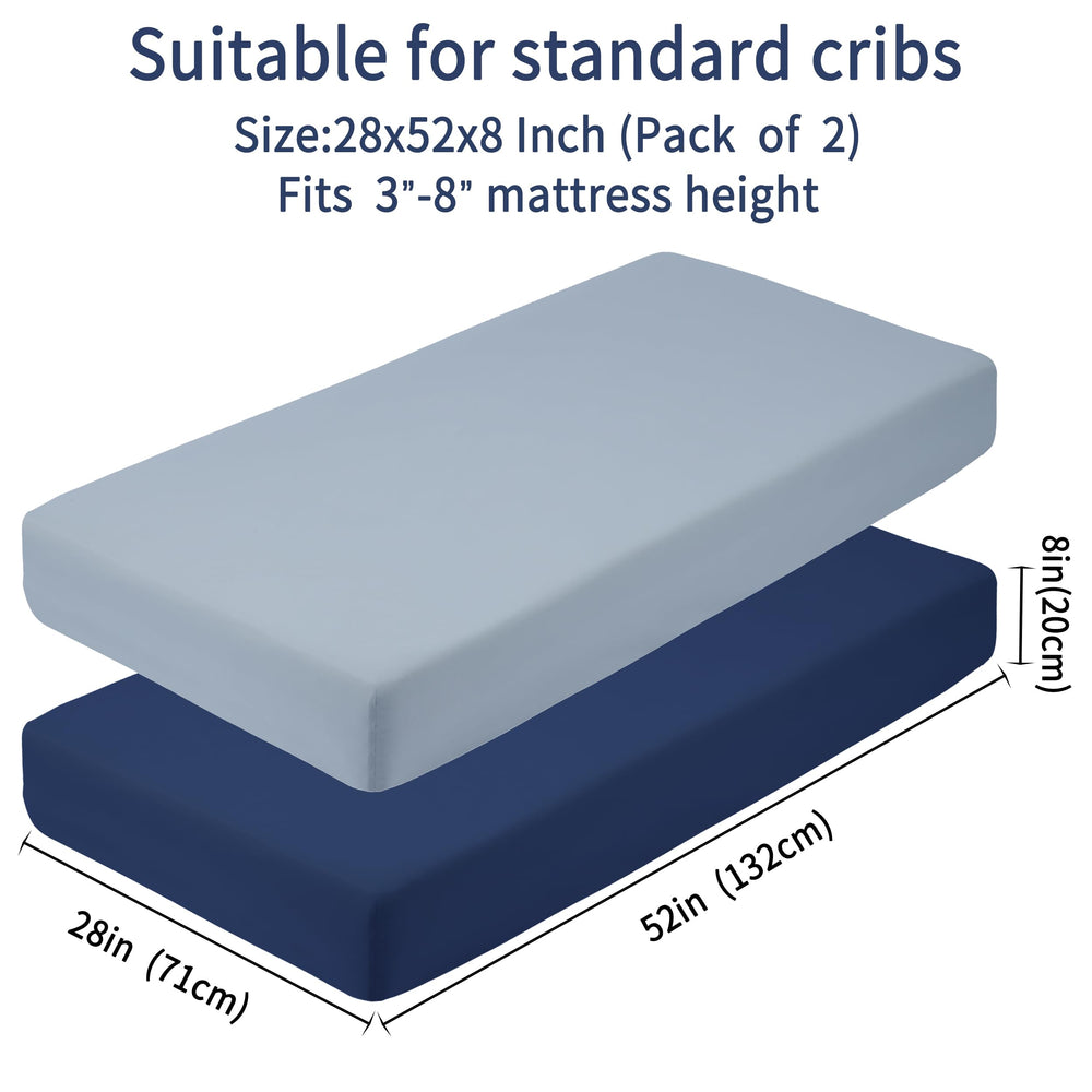 GUNTAIL crib sheets with elastic edge illustrating quick, secure setup.