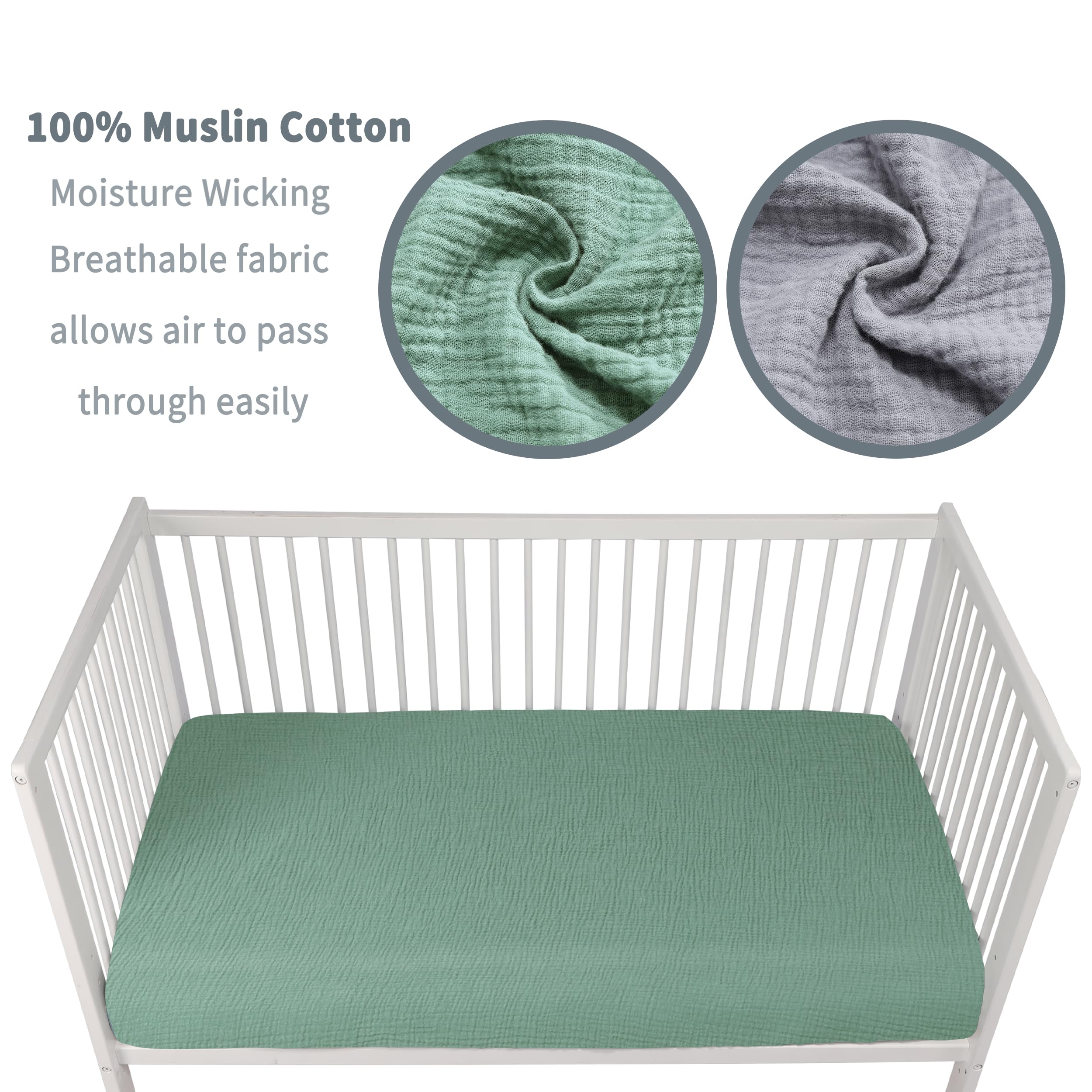 Elastic edge close-up on GUNTAIL crib sheet for secure slip-free bedding