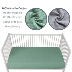 Elastic edge close-up on GUNTAIL crib sheet for secure slip-free bedding