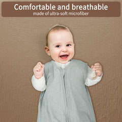 GUNTAIL crib sheets with fitted elastic edges for secure, slip-free sleep.