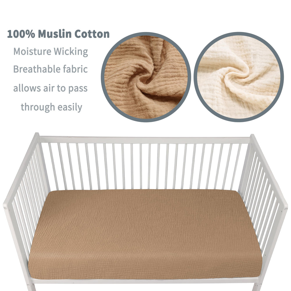 GUNTAIL two-pack crib sheets ready for easy swaps and laundry days.