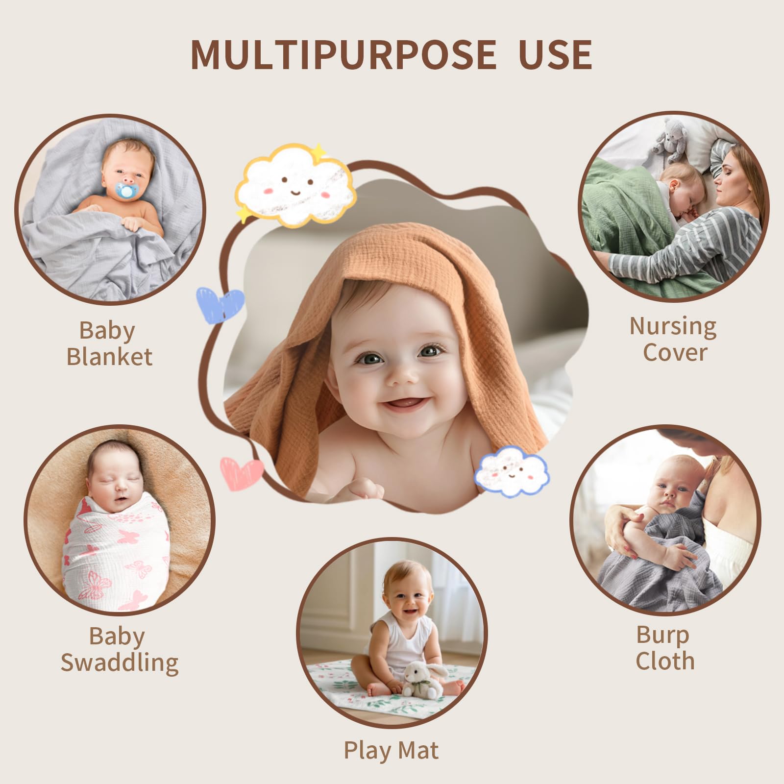 GUNTAIL muslin swaddle blanket on stroller for outdoor shade and warmth.