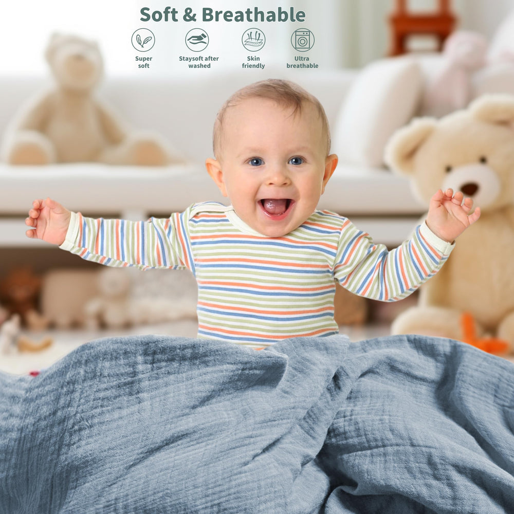 GUNTAIL muslin swaddle blanket during tummy time promotes breathable play and comfort.
