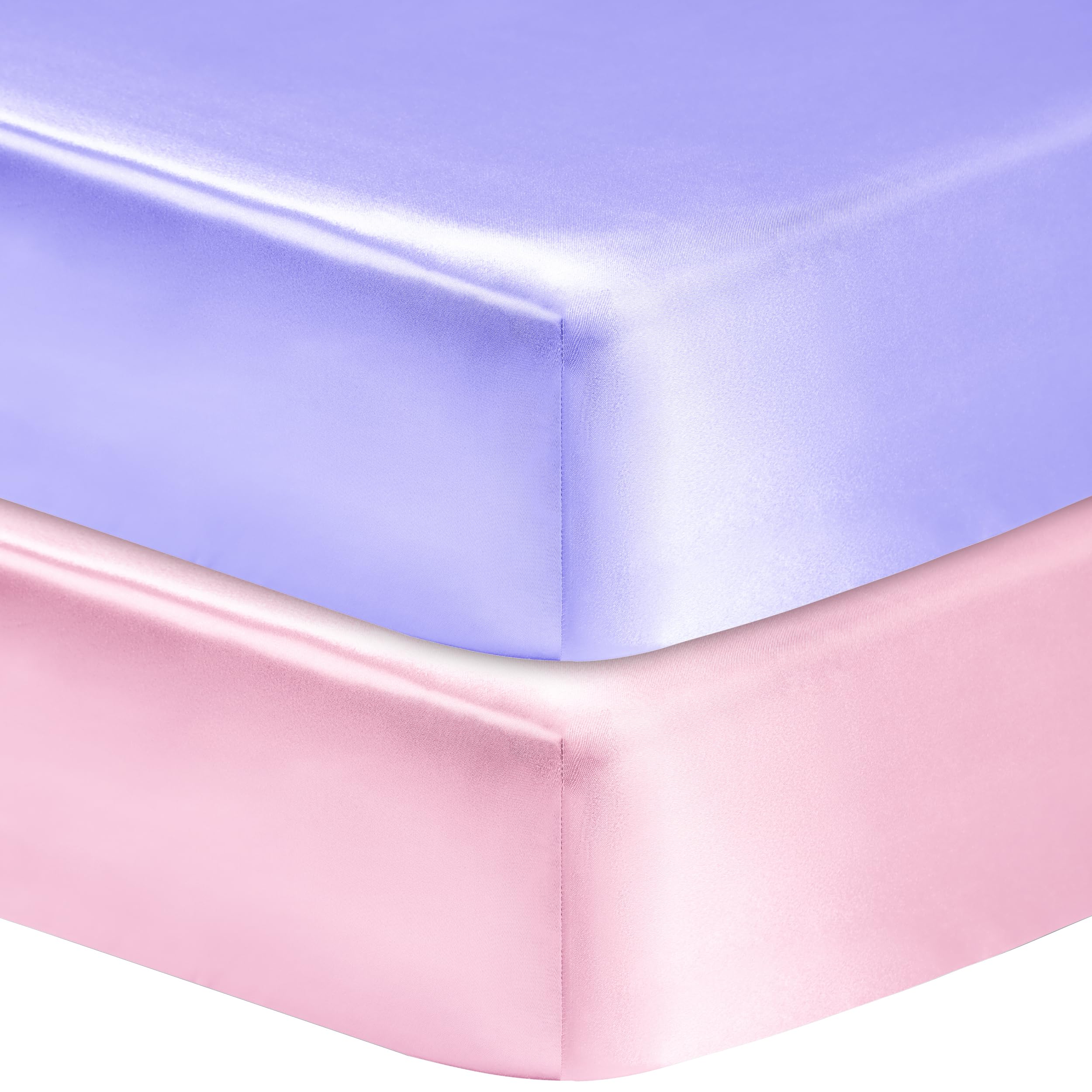 GUNTAIL satin crib sheet in pink with snug fit for peaceful sleep