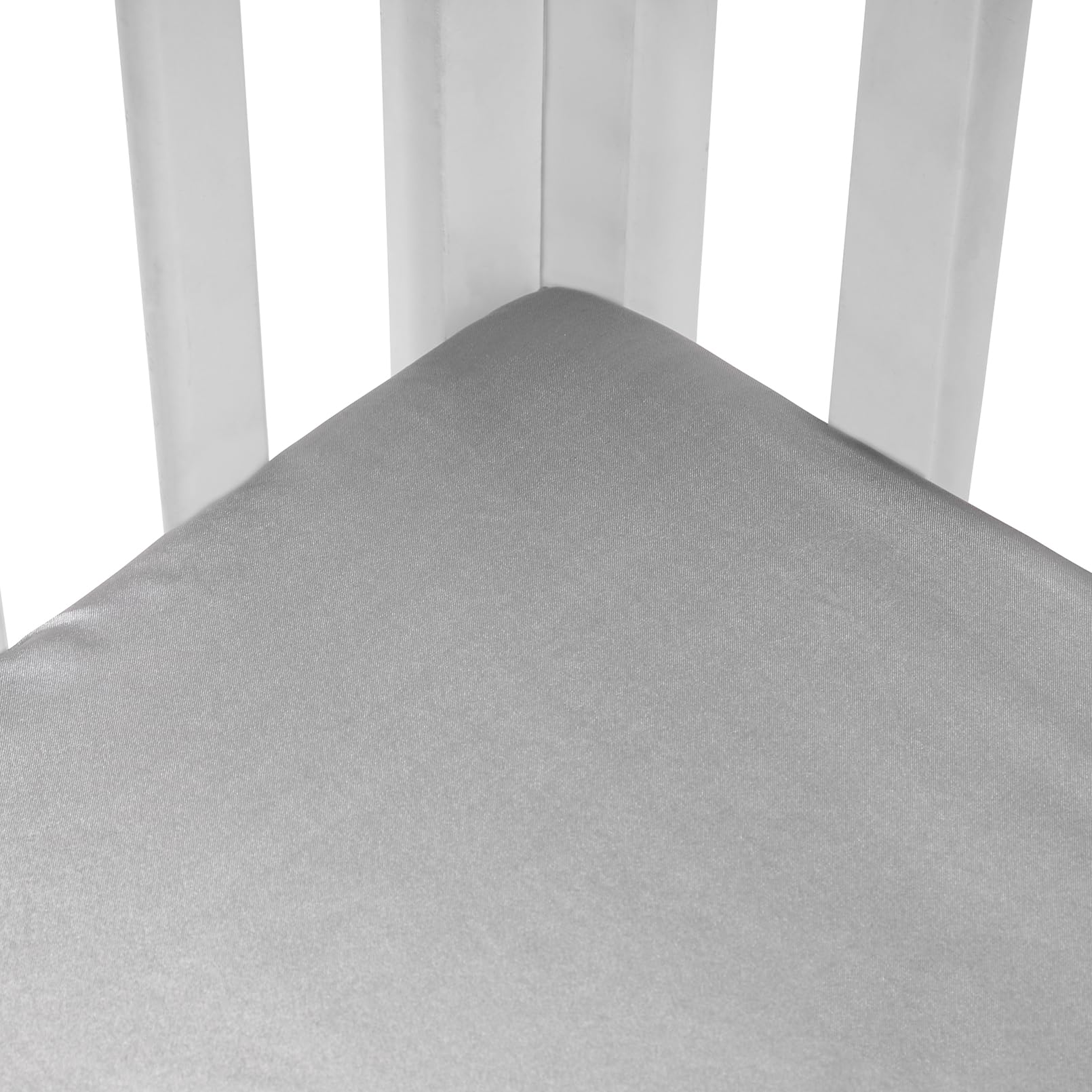 GUNTAIL Silk Crib Sheets easy installation for quick changes.