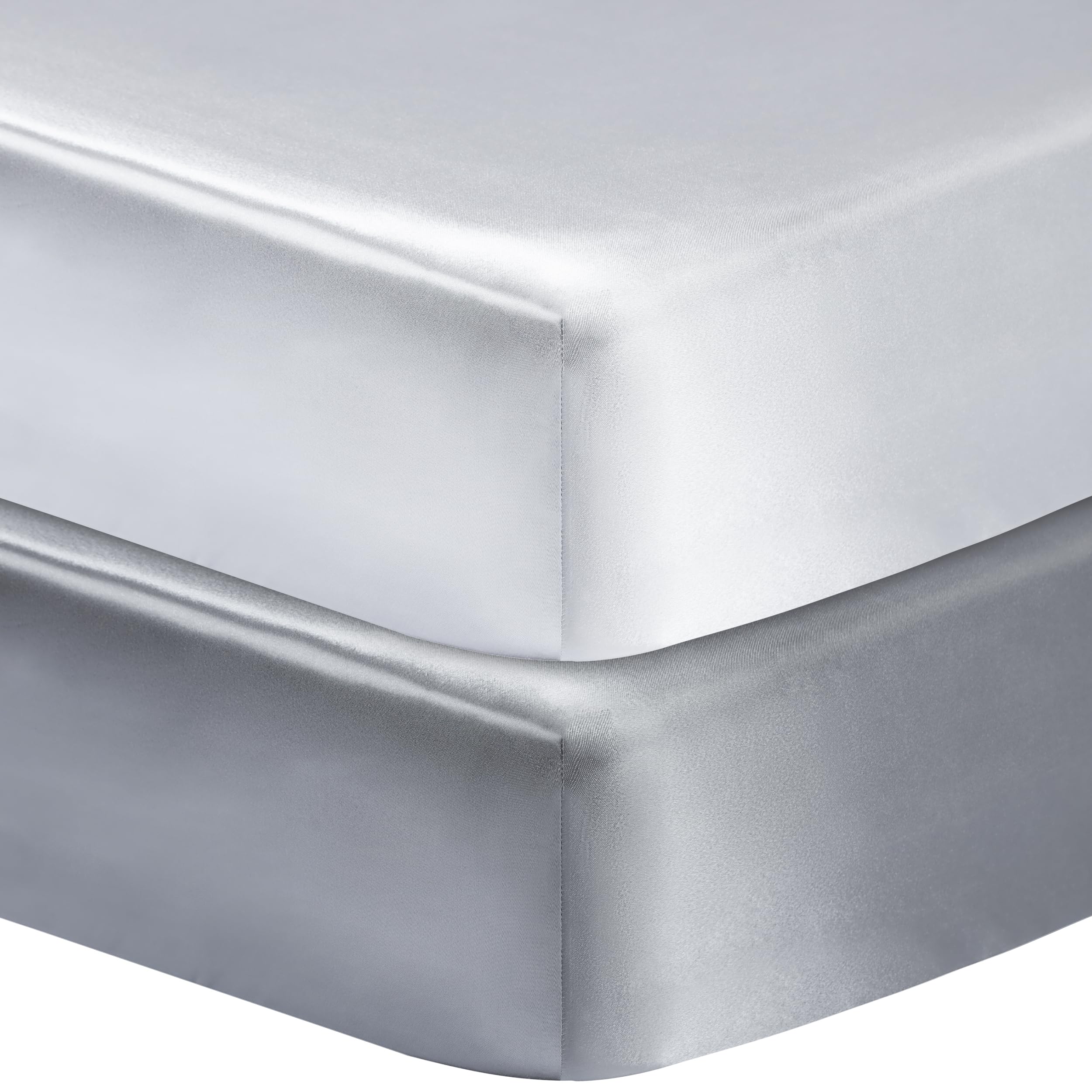GUNTAIL Silk Crib Sheets fit 52x28 with secure 7in pocket.