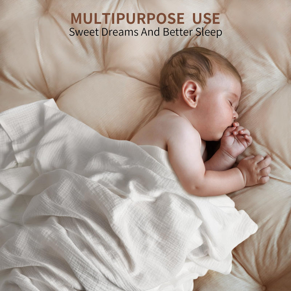 GUNTAIL muslin swaddle blanket in nursery scene with gentle touch and warmth.