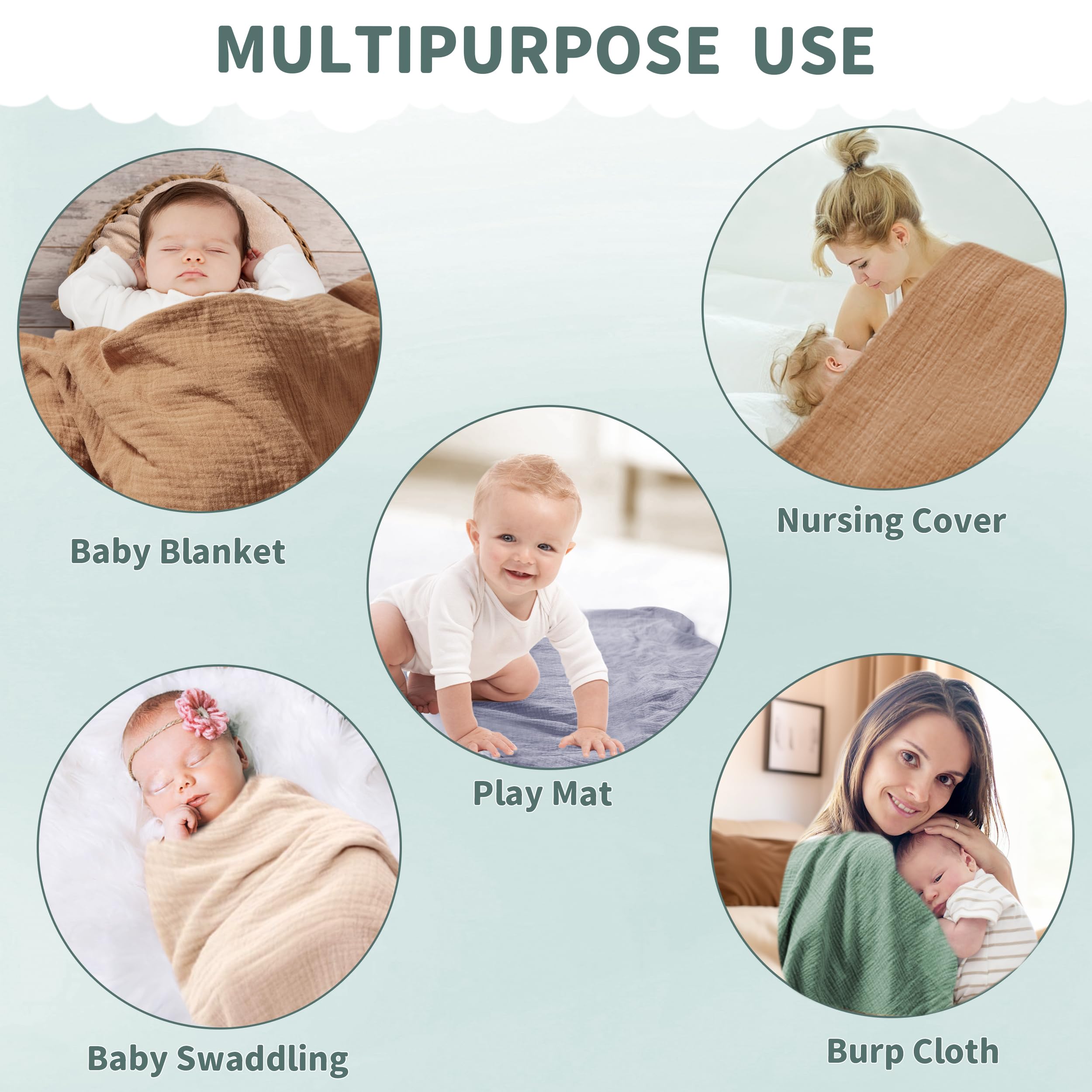 Guntail muslin swaddle laid out for tummy time play.