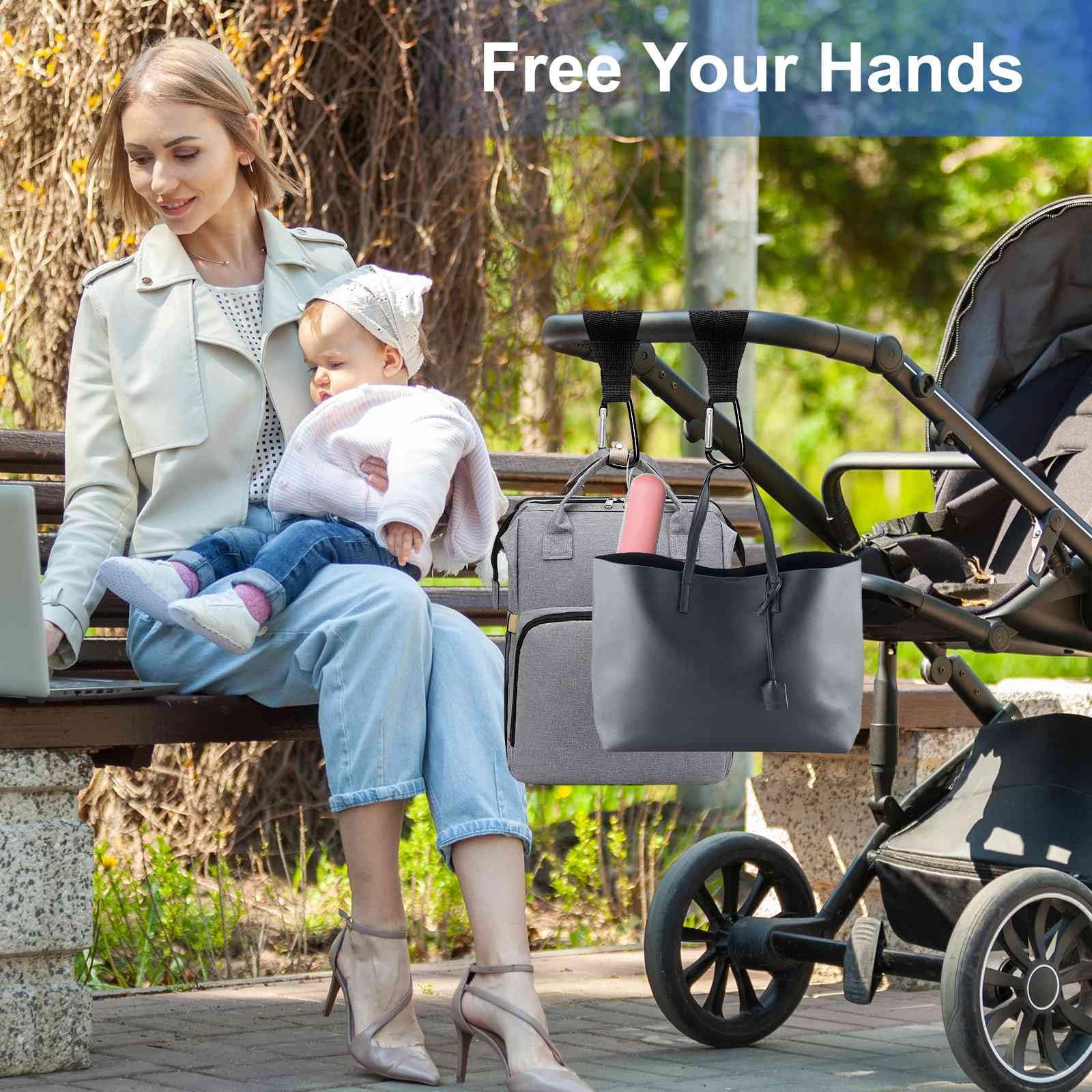 GuoluvSoo stroller hooks durable aluminum design supports heavy bags