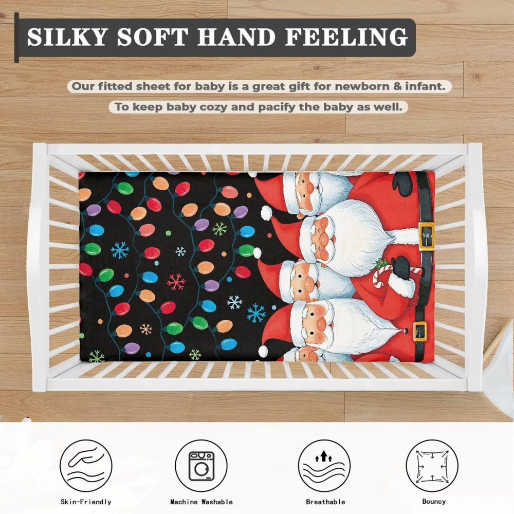 Guosanchn Christmas crib sheet soft texture closeup shows breathable comfort.