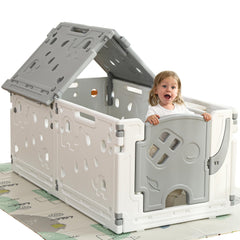 Gupamiga baby playpen assembly setup shows quick, safe setup for busy parents.