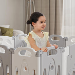Gupamiga foldable playpen anti-slip feet close-up shows stable setup for active babies.