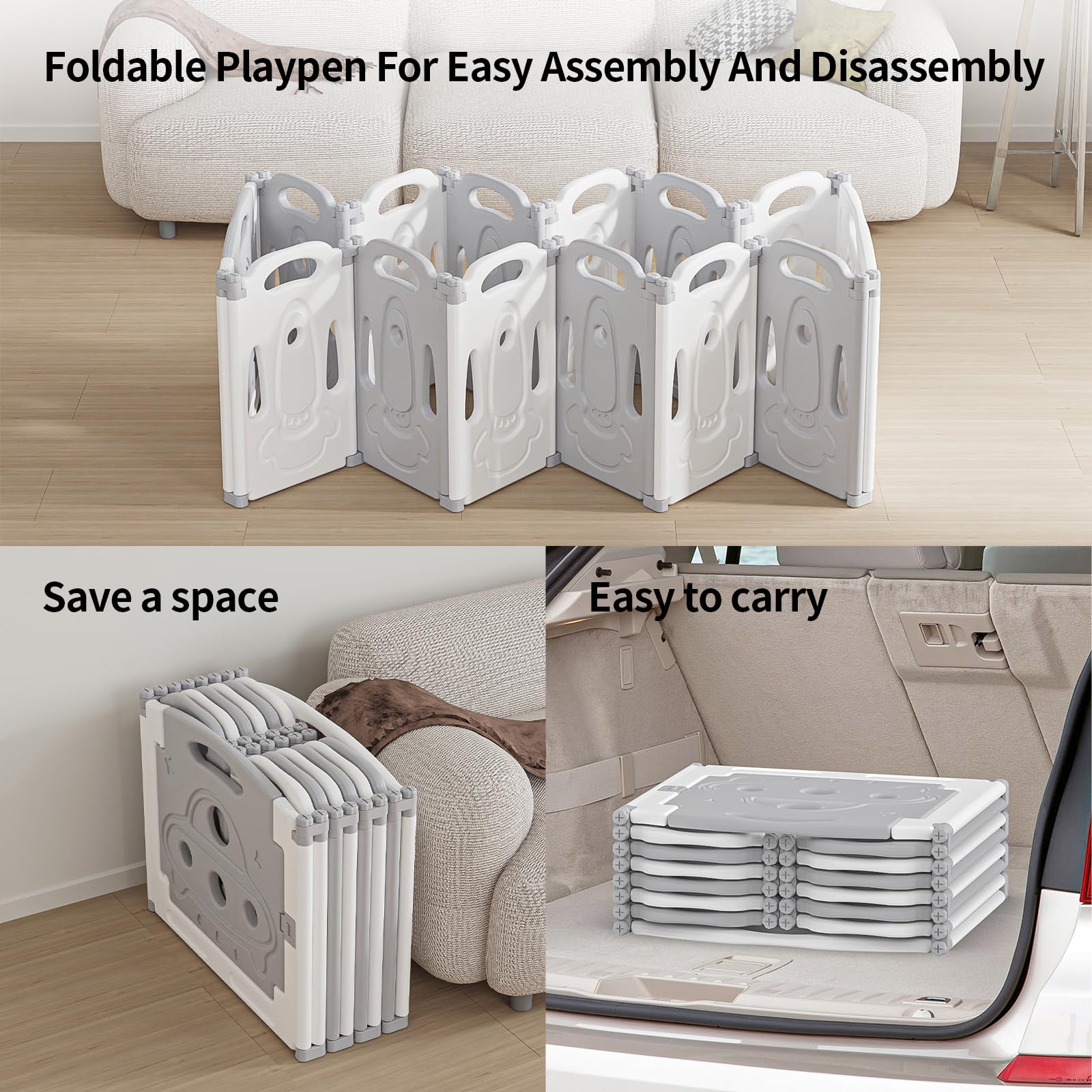 Gupamiga foldable playpen bright color design attracts baby attention for joyful play.