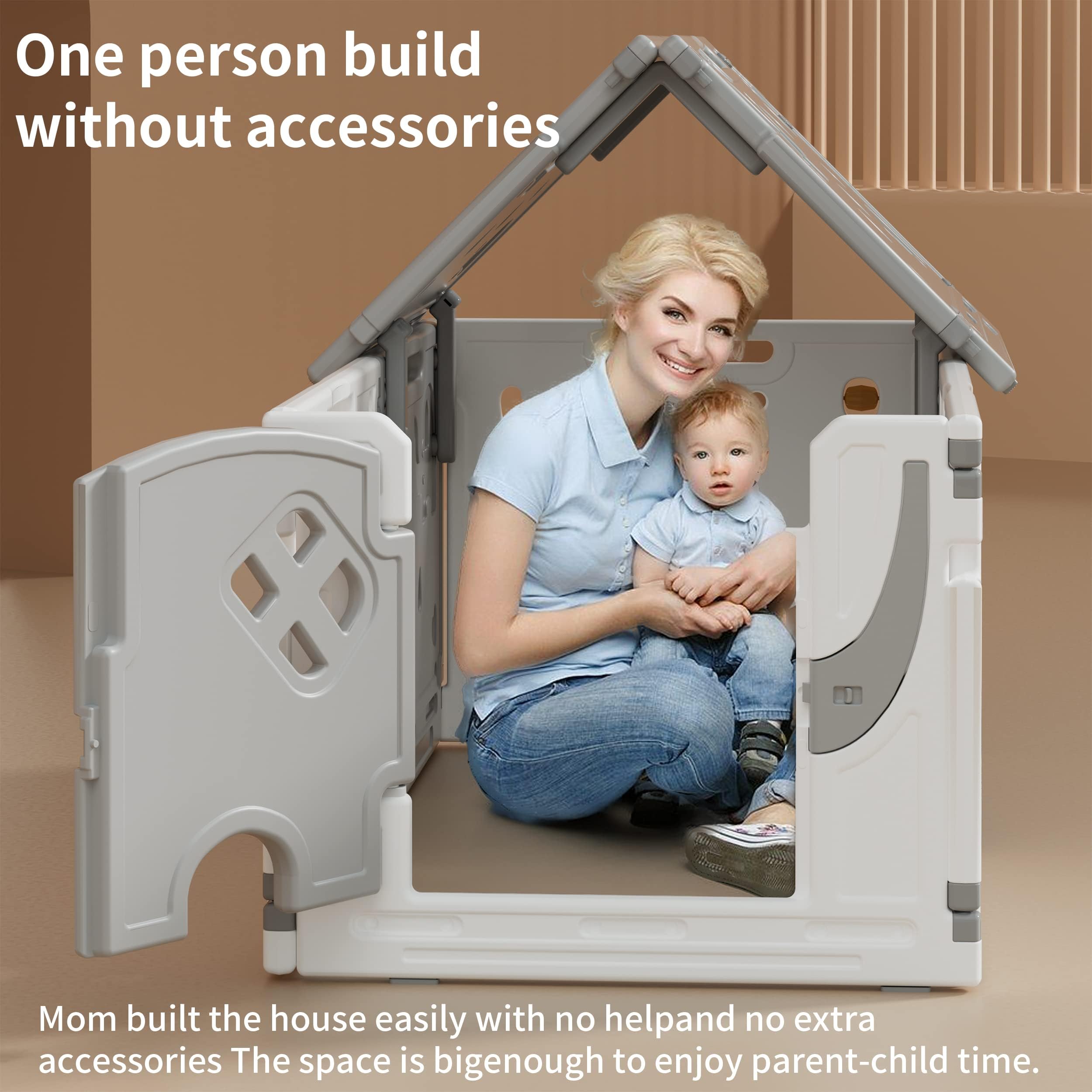 Gupamiga multicolour white grey playpen blends with decor while keeping kids safe.