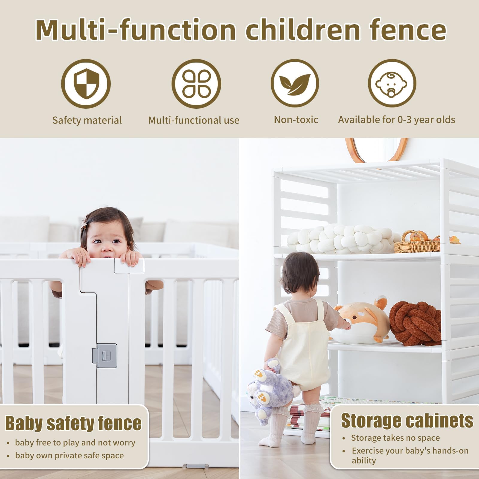 Gupamiga Playpen with anti-slip feet on the bottom for stable placement.