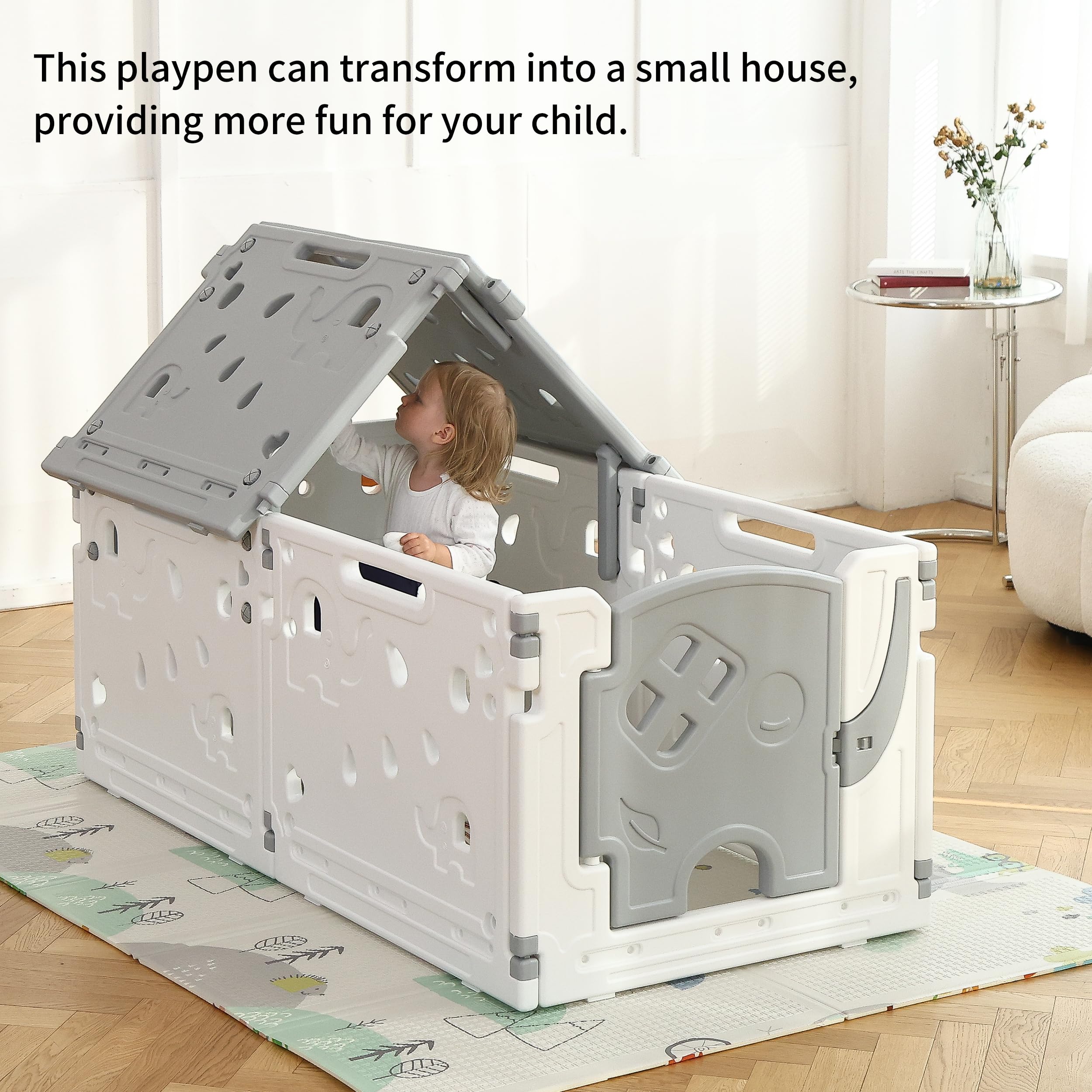 Gupamiga playpen large play area 59x59 inches supports exploration.