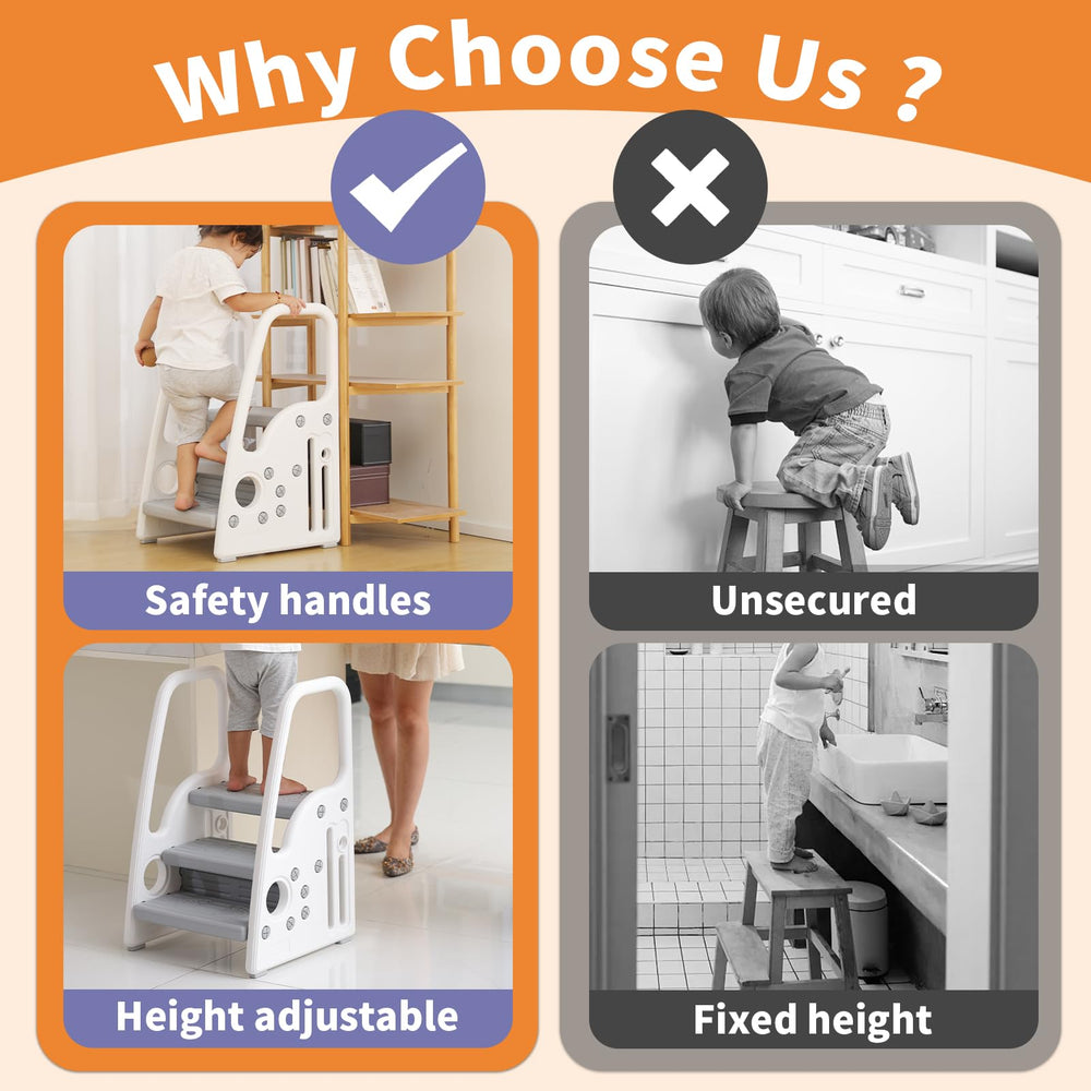 Gupamiga toddler step stool pedals have anti-skid grip.