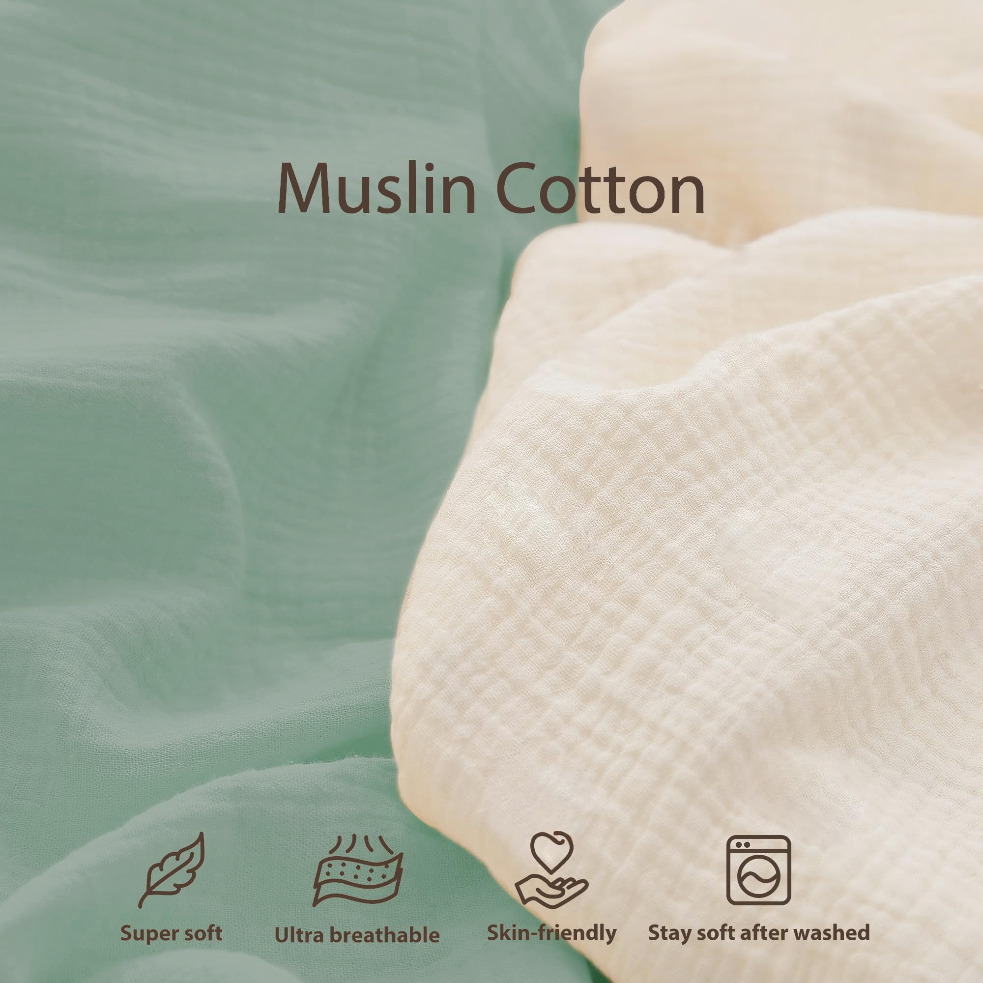 guruixu muslin baby lounger cover green stripe pattern closeup highlights lightweight breathable fabric