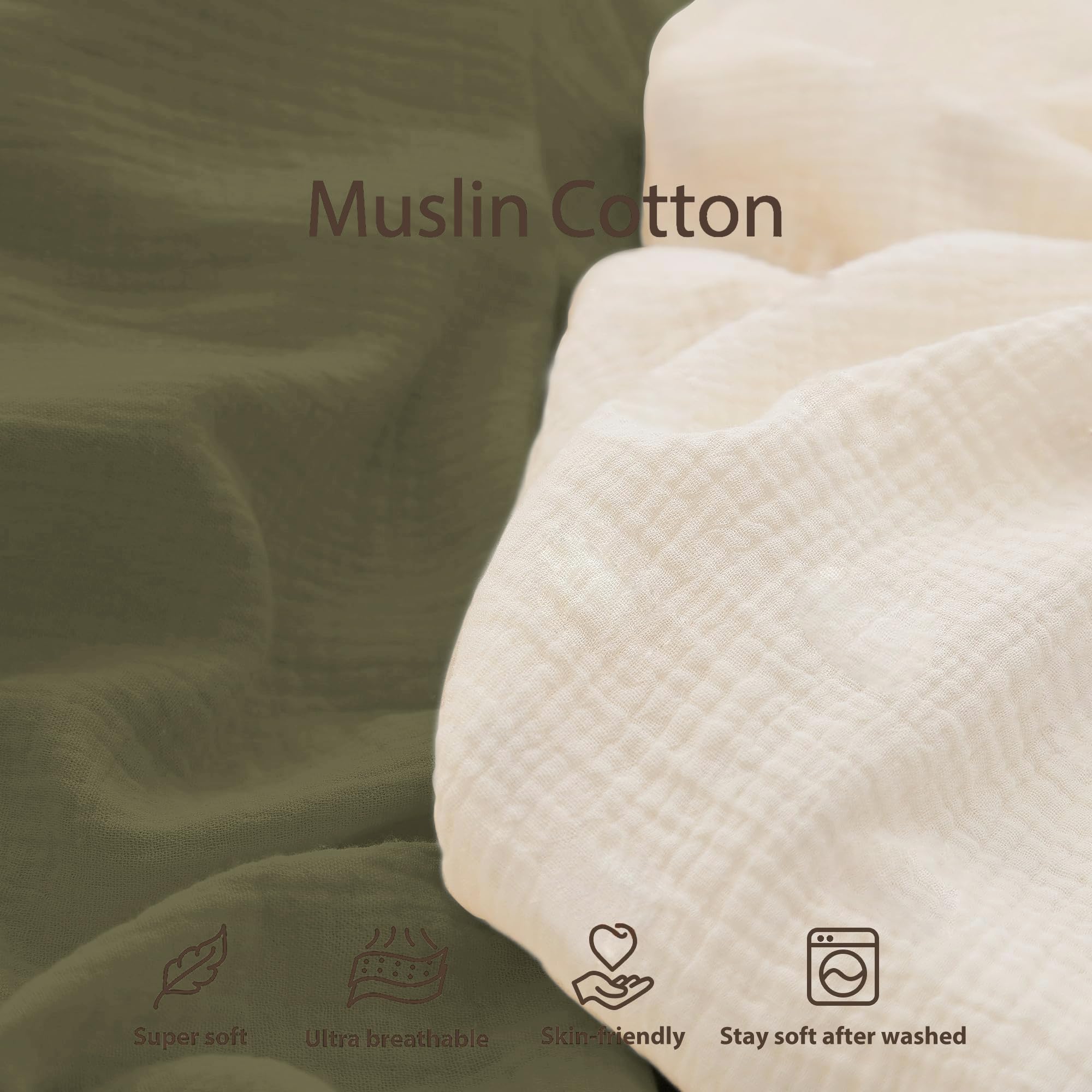 guruixu Muslin Baby Lounger Cover olive check, cozy breathable slipcover for daily use
