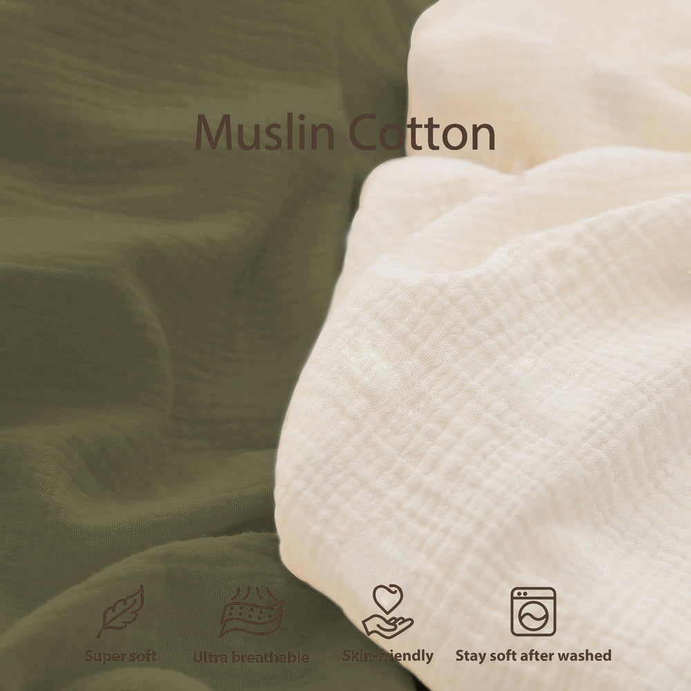 guruixu Muslin Baby Lounger Cover olive check, cozy breathable slipcover for daily use