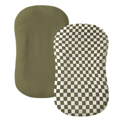 guruixu Muslin Baby Lounger Cover in olive color, soft breathable fabric for baby's comfort