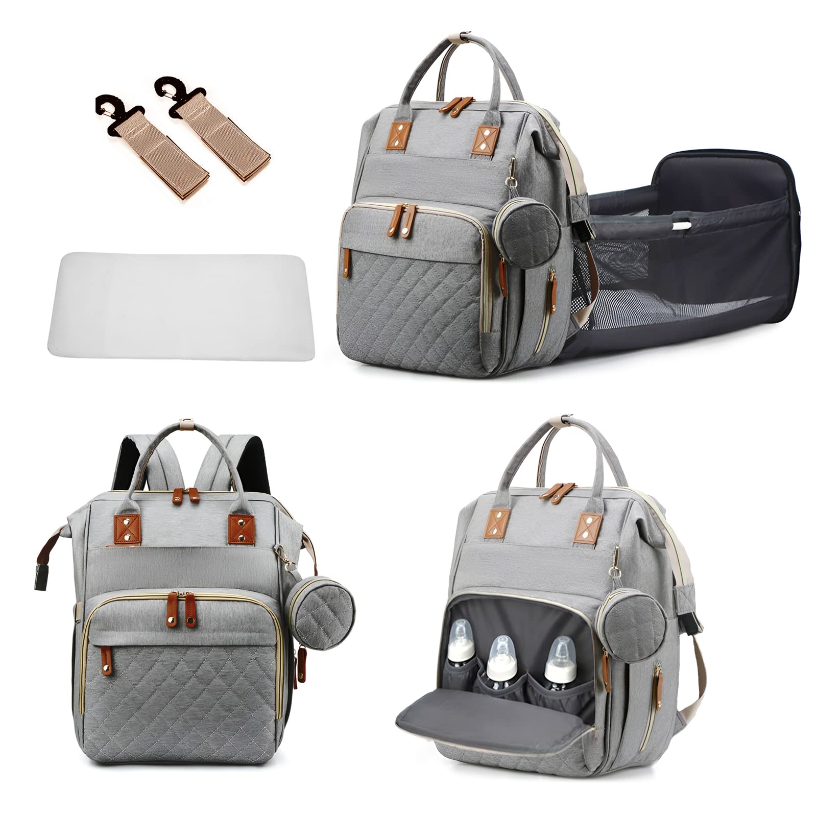 GurZinn diaper bag backpack with foldable pad for quick on-the-go diaper changes