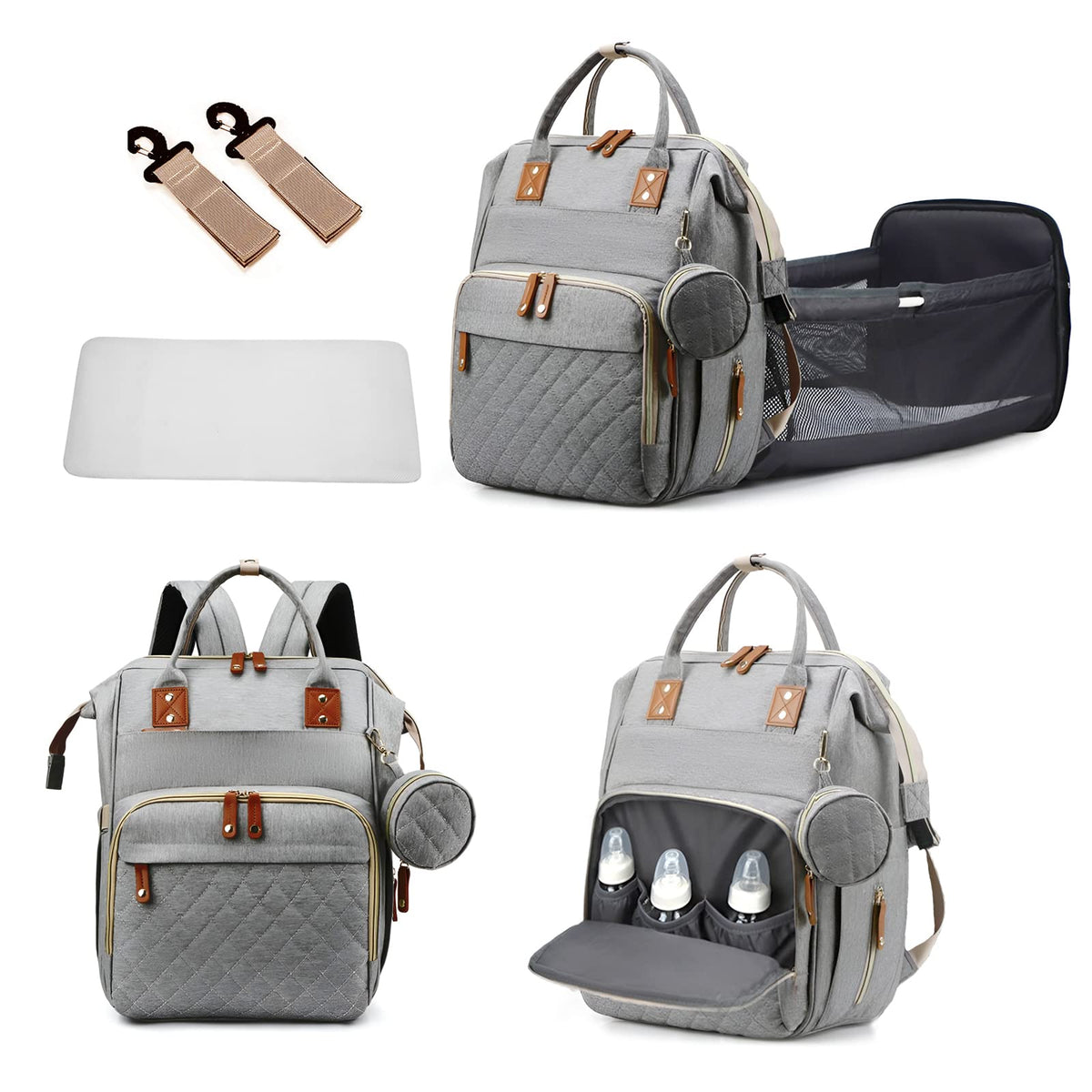 GurZinn diaper bag backpack with foldable pad for quick on-the-go diaper changes