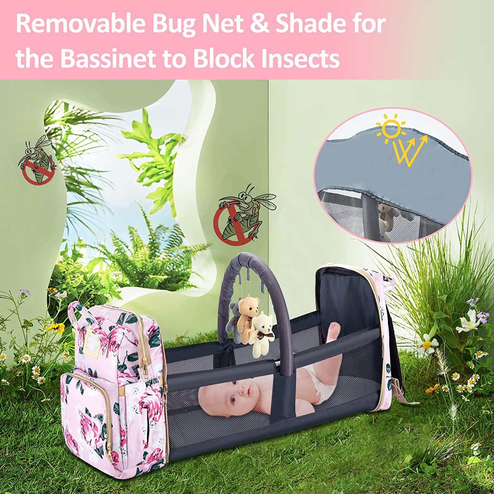 Gurzinn diaper bag backpack stroller straps for hands-free outings