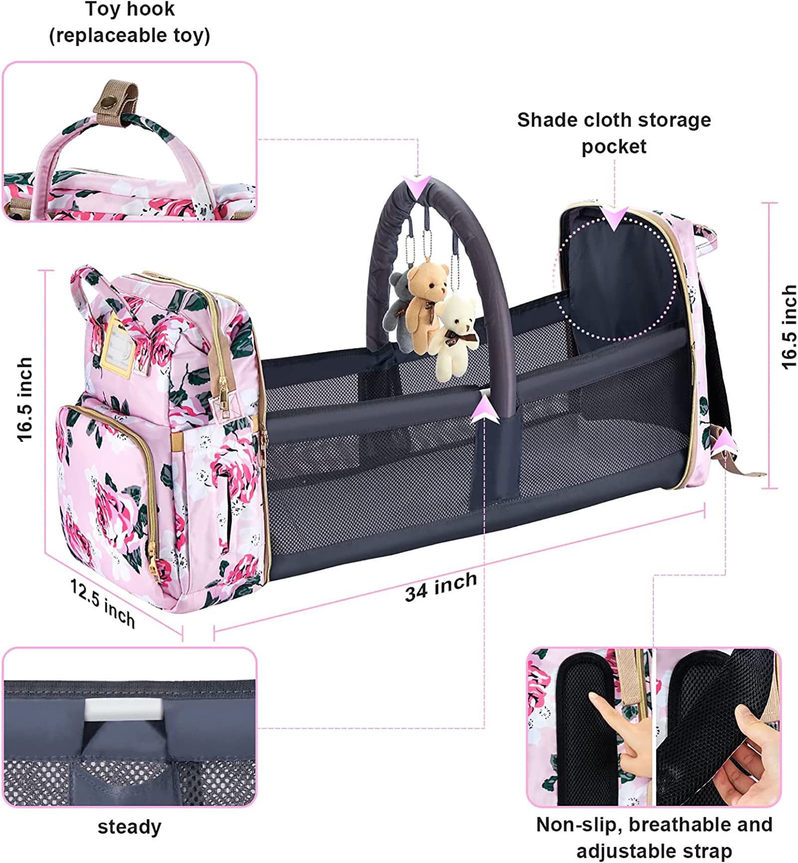 Gurzinn diaper bag backpack USB charging port keeps devices powered on the move