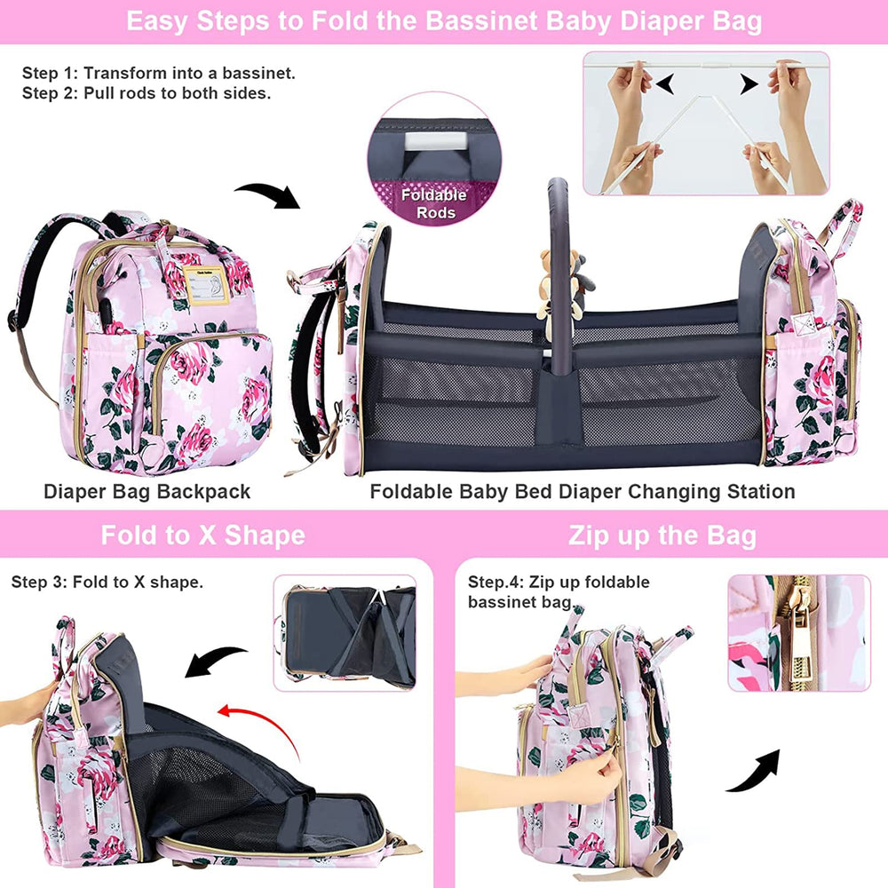 Gurzinn diaper bag backpack waterproof 900D Oxford exterior for mess-friendly days
