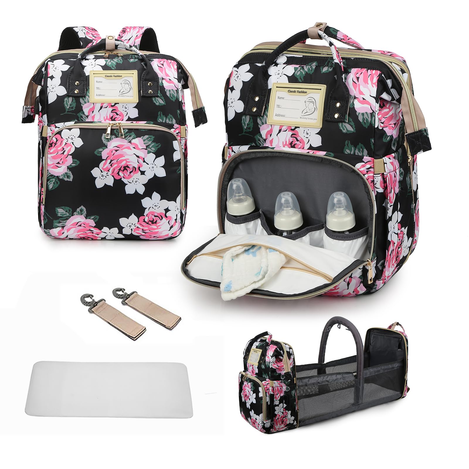 GurZinn diaper bag backpack waterproof image shows travel-ready organization for parents.
