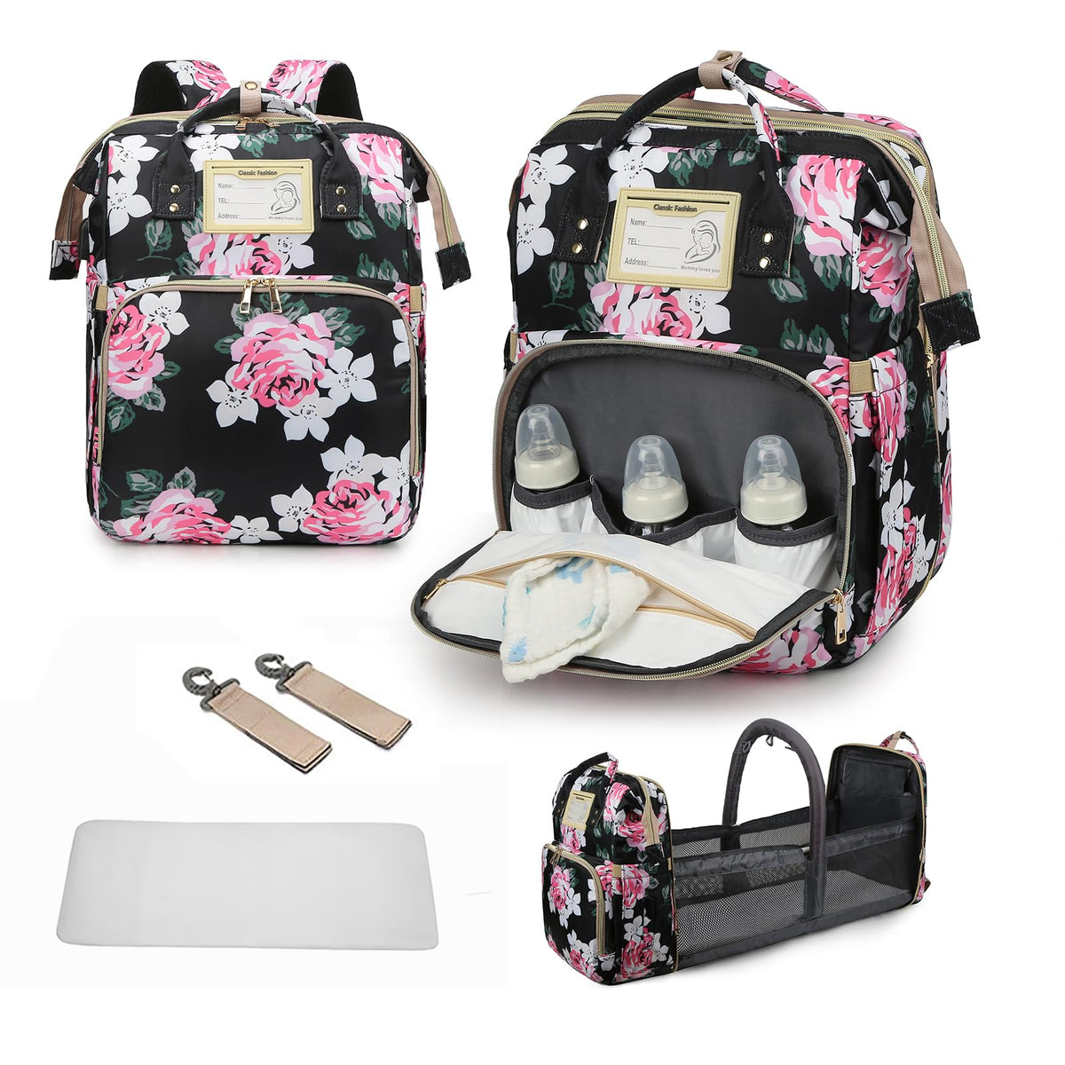 GurZinn diaper bag backpack waterproof image shows travel-ready organization for parents.