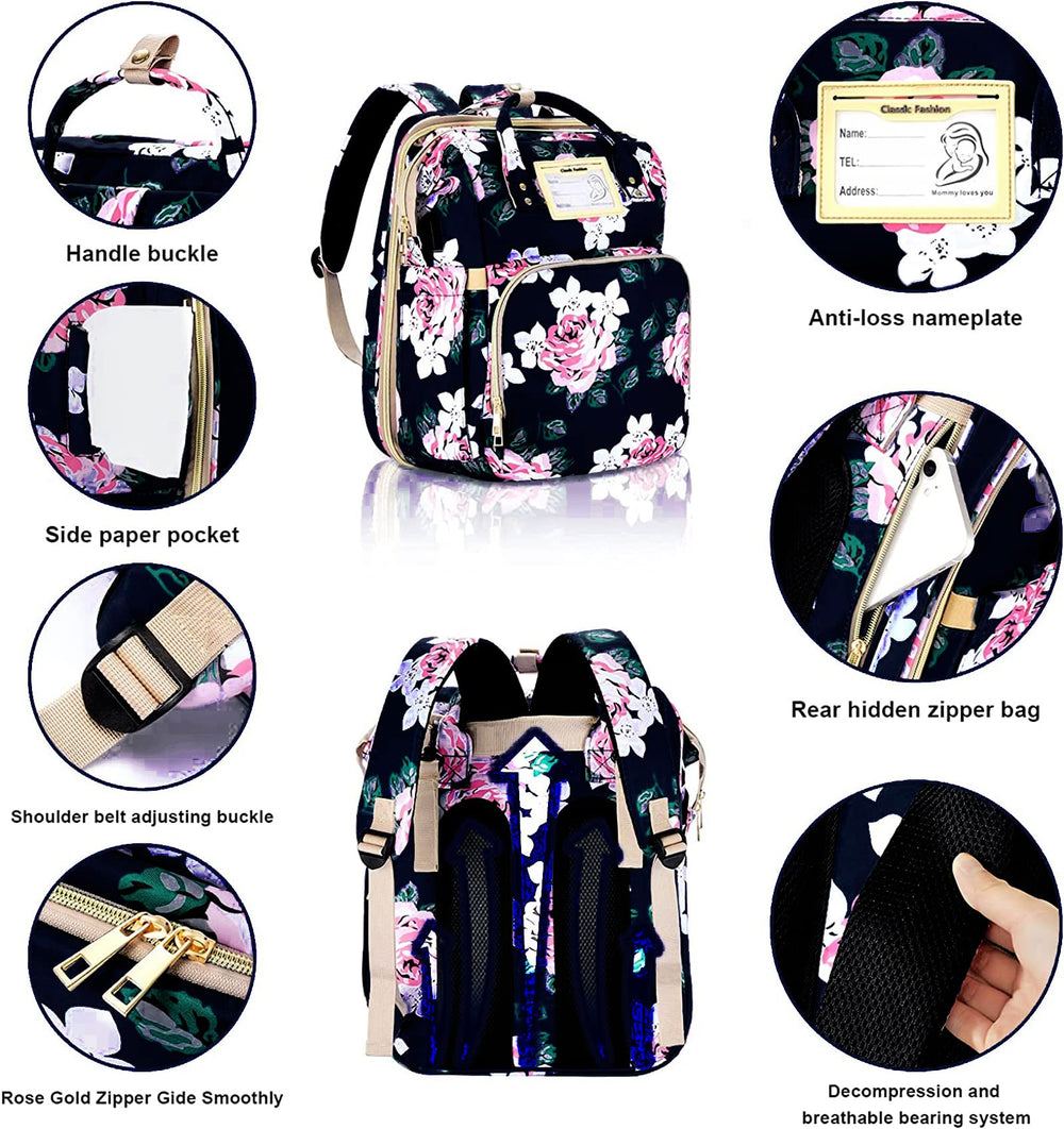 GurZinn diaper bag changing-station flat mat demonstrates convenient on-the-go diaper changes.