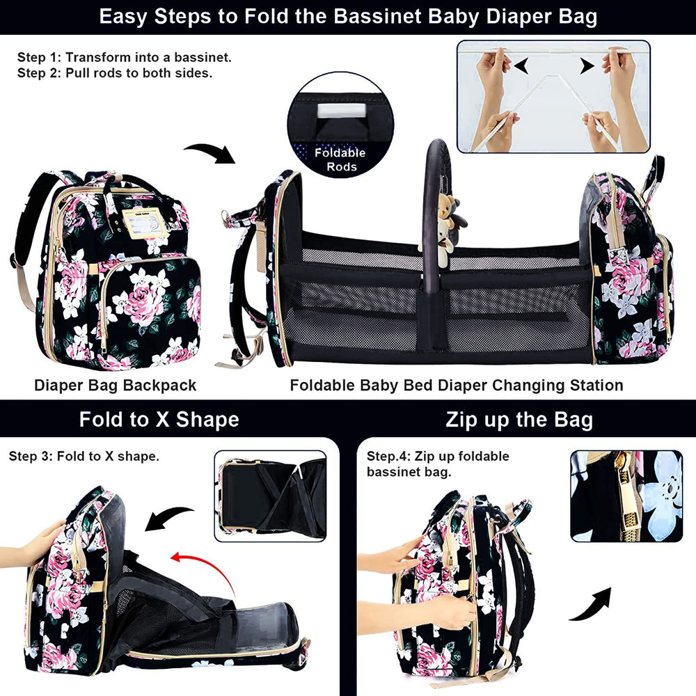 GurZinn diaper bag foldable-rod-assembly shows quick setup for travel days.