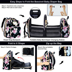 GurZinn diaper bag foldable-rod-assembly shows quick setup for travel days.