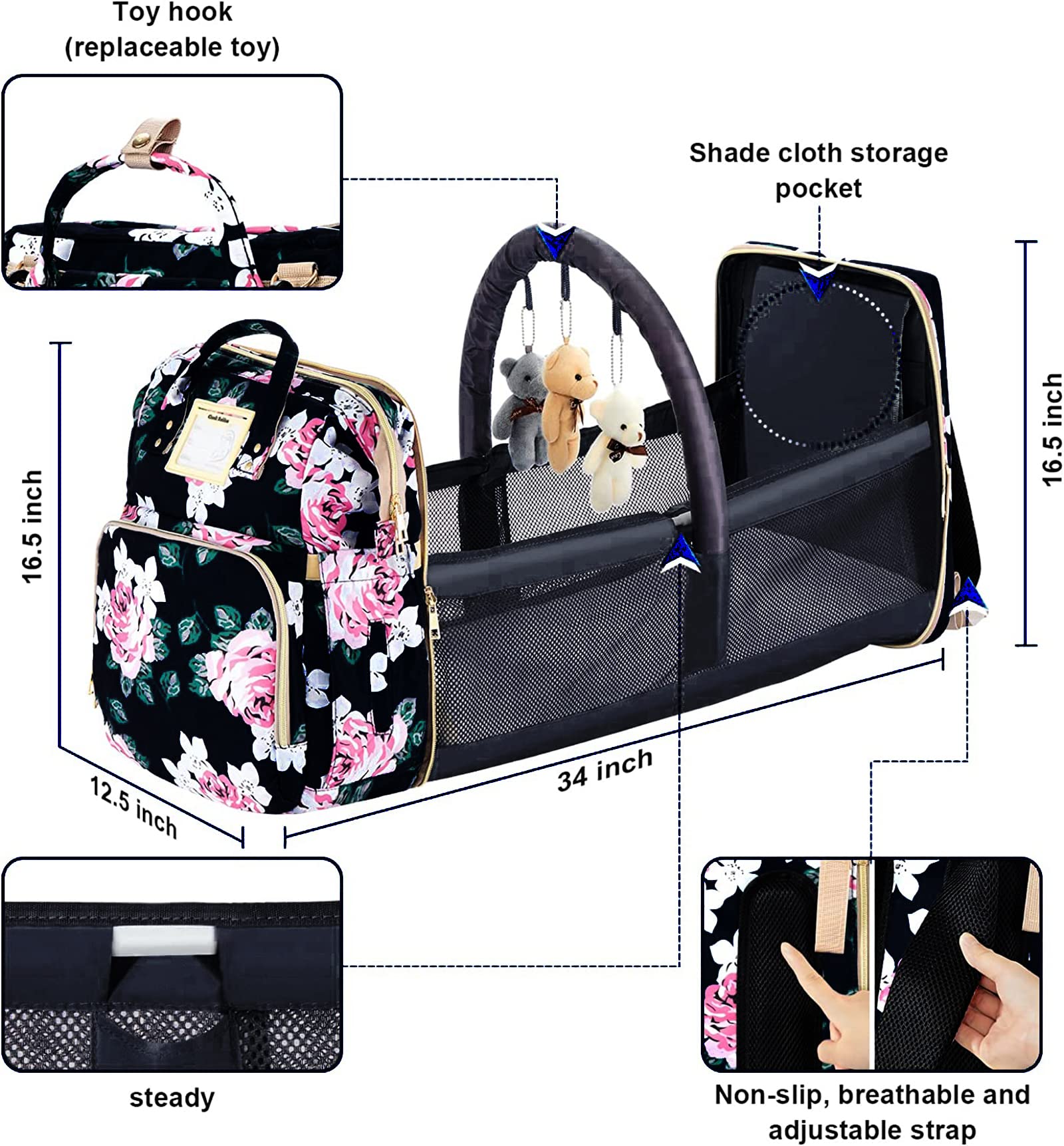 GurZinn diaper bag-usb-charging-port enables on-the-go device charging.