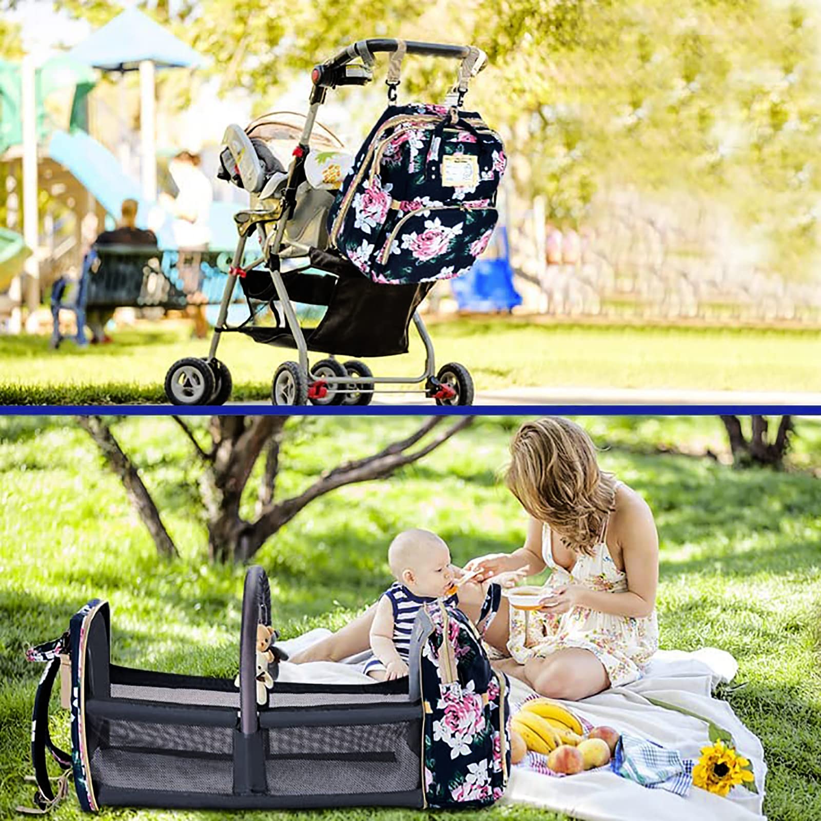 GurZinn diaper bag-waterproof-zip-pocket keeps wet items secure.