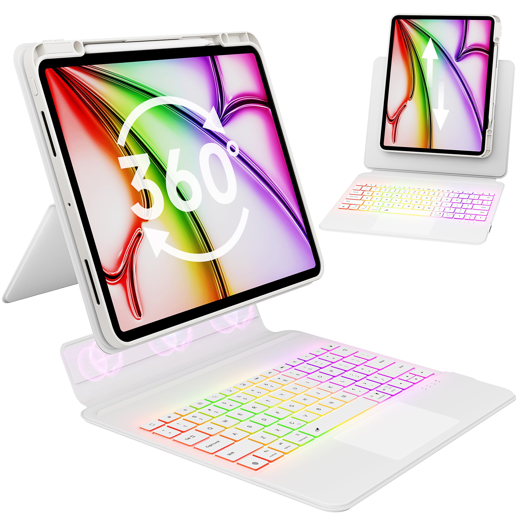GUSGU SplitFolio detachable iPad-11in keyboard magnet enables quick transitions between typing and browsing.