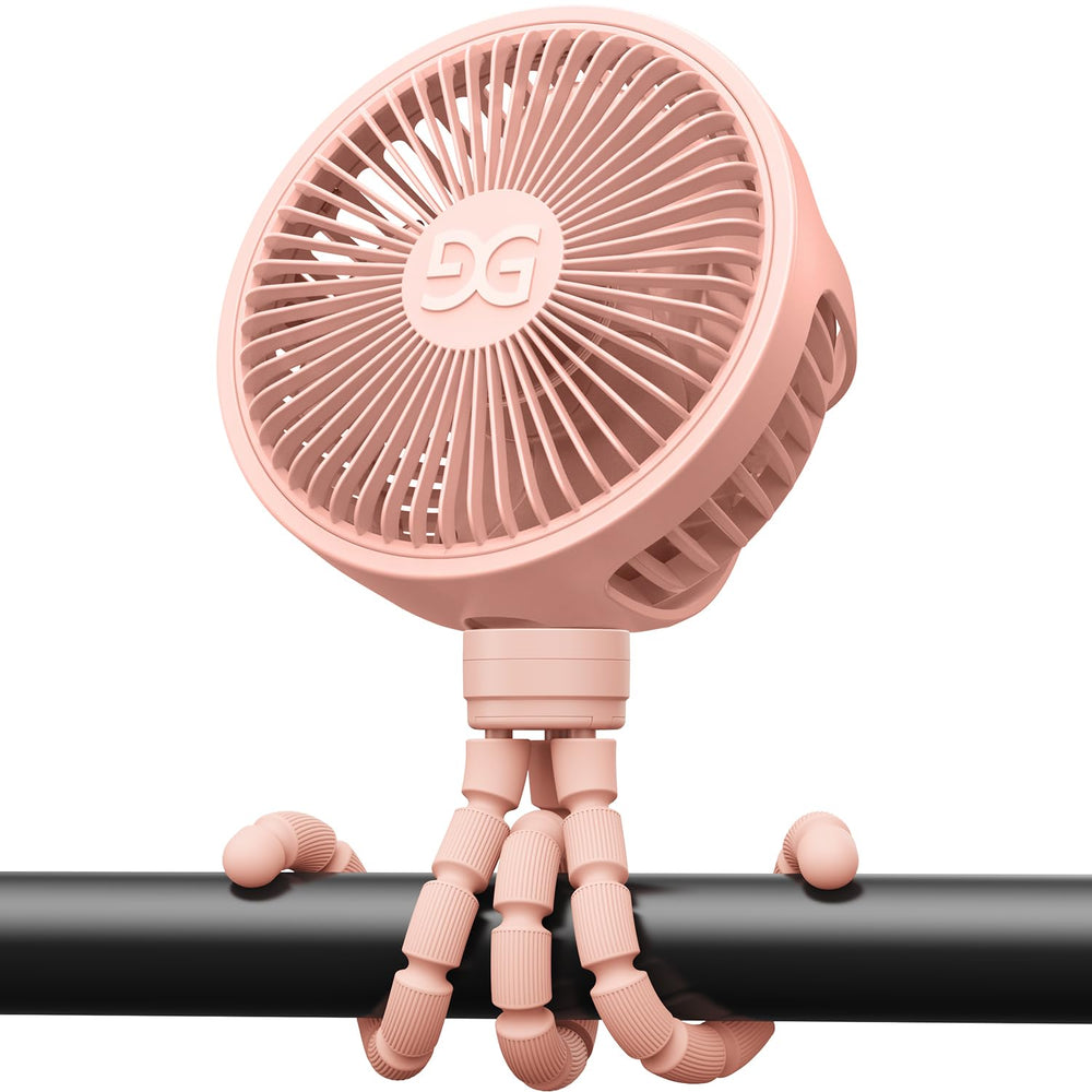 GUSGU stroller fan pink clip-on provides gentle cooling during outings