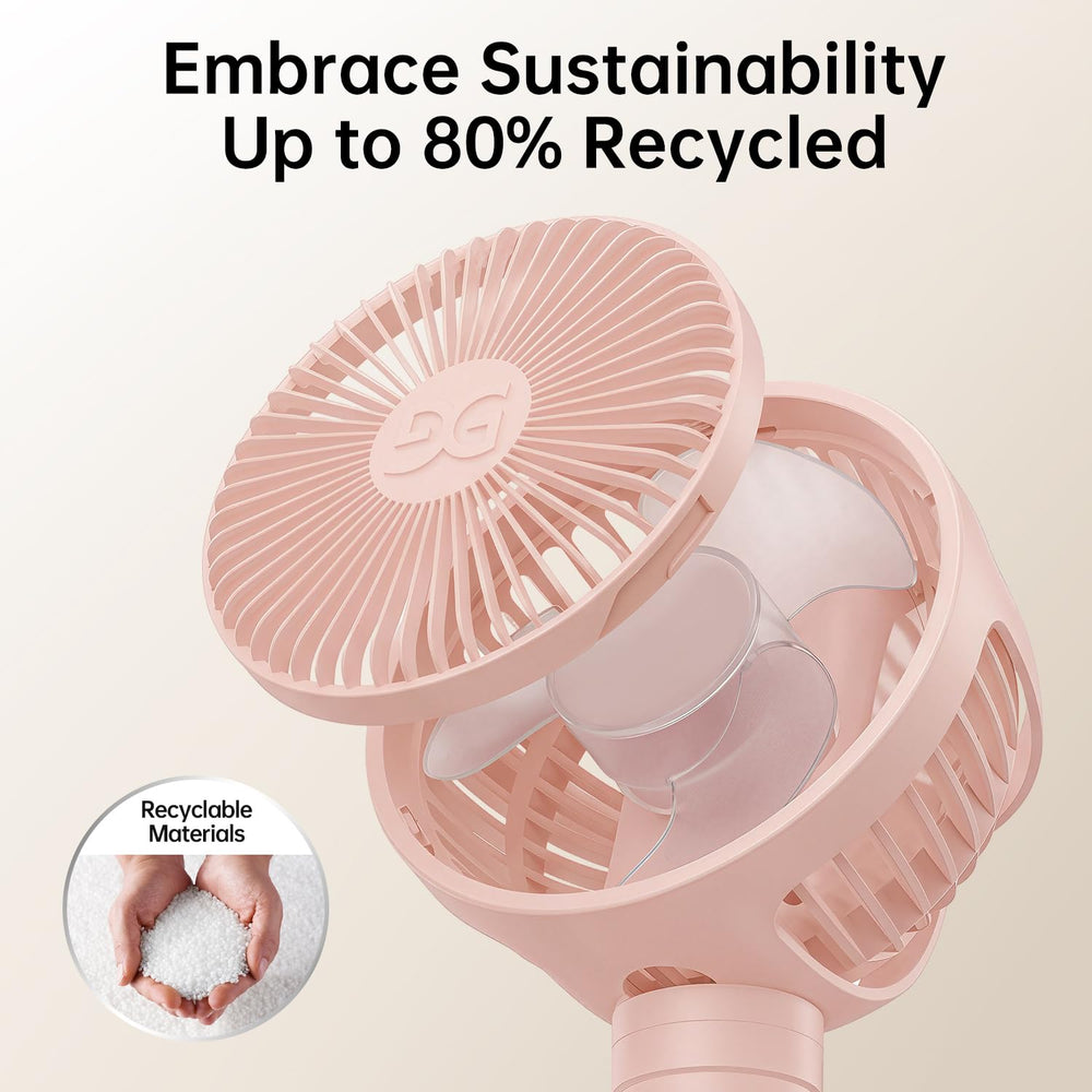 GUSGU stroller fan stroller-attachment demonstrates easy mounting on a stroller