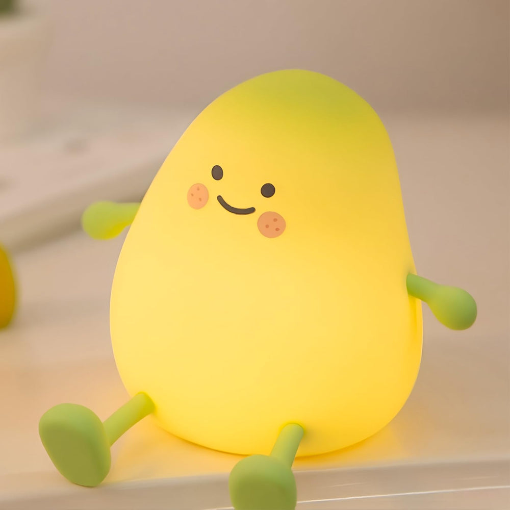 Gusweet Mango Shape Night Light top view highlights dimming levels ideal for bedtime routines.