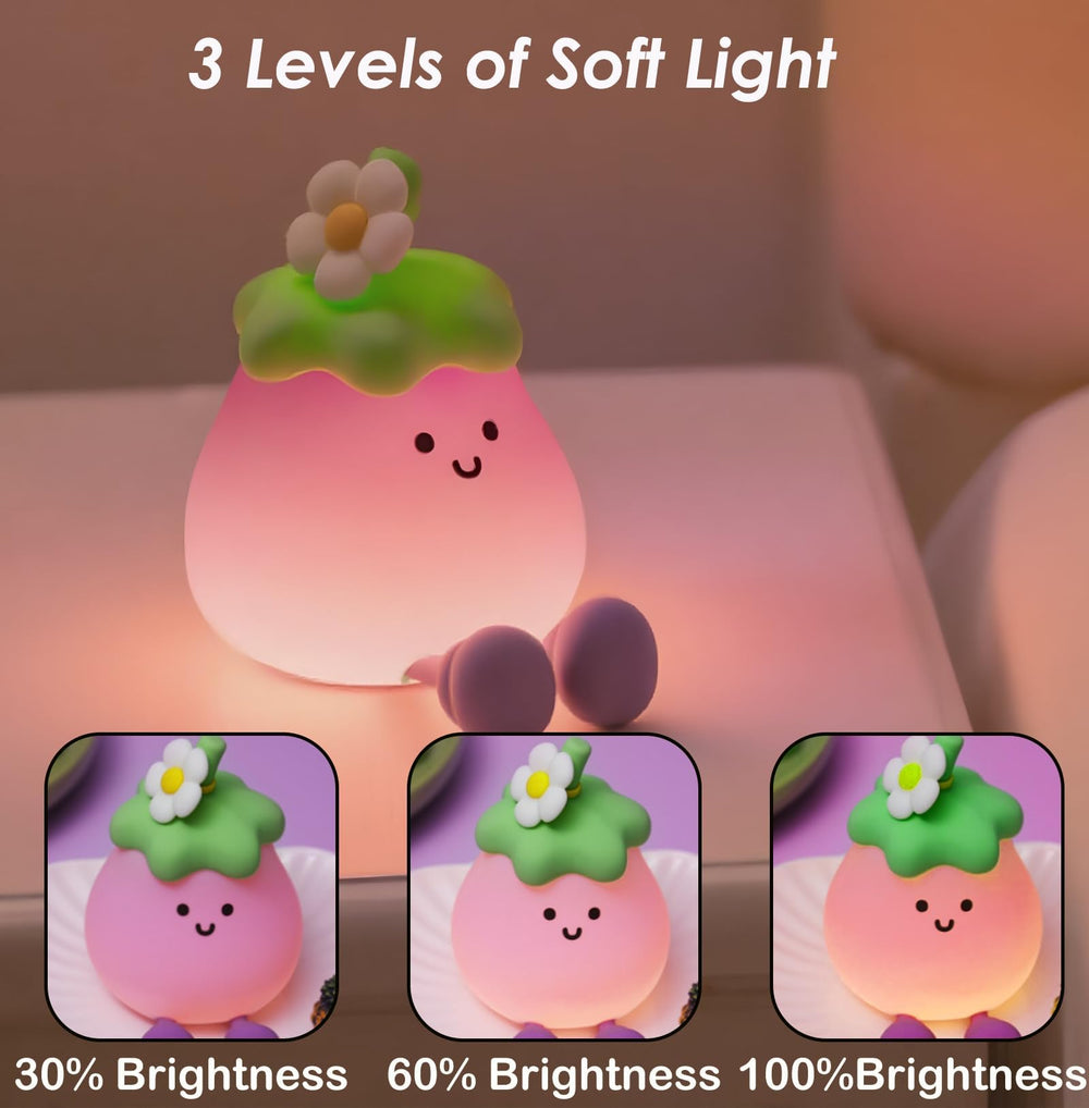 Gusweet LED turtle night light side view showing color options for bedtime.