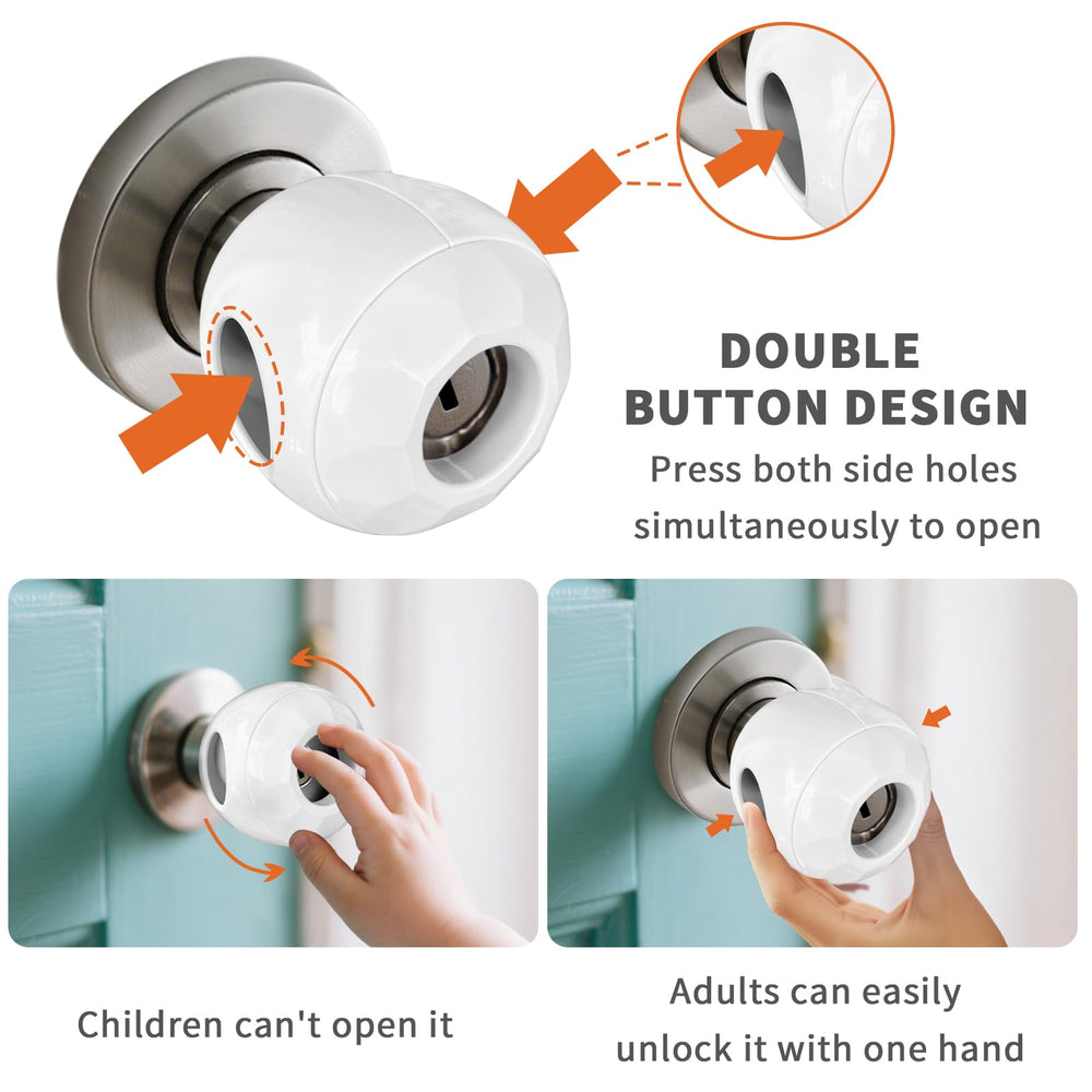 GXXFXT double-lock design door knob cover showing two-hole safety mechanism.